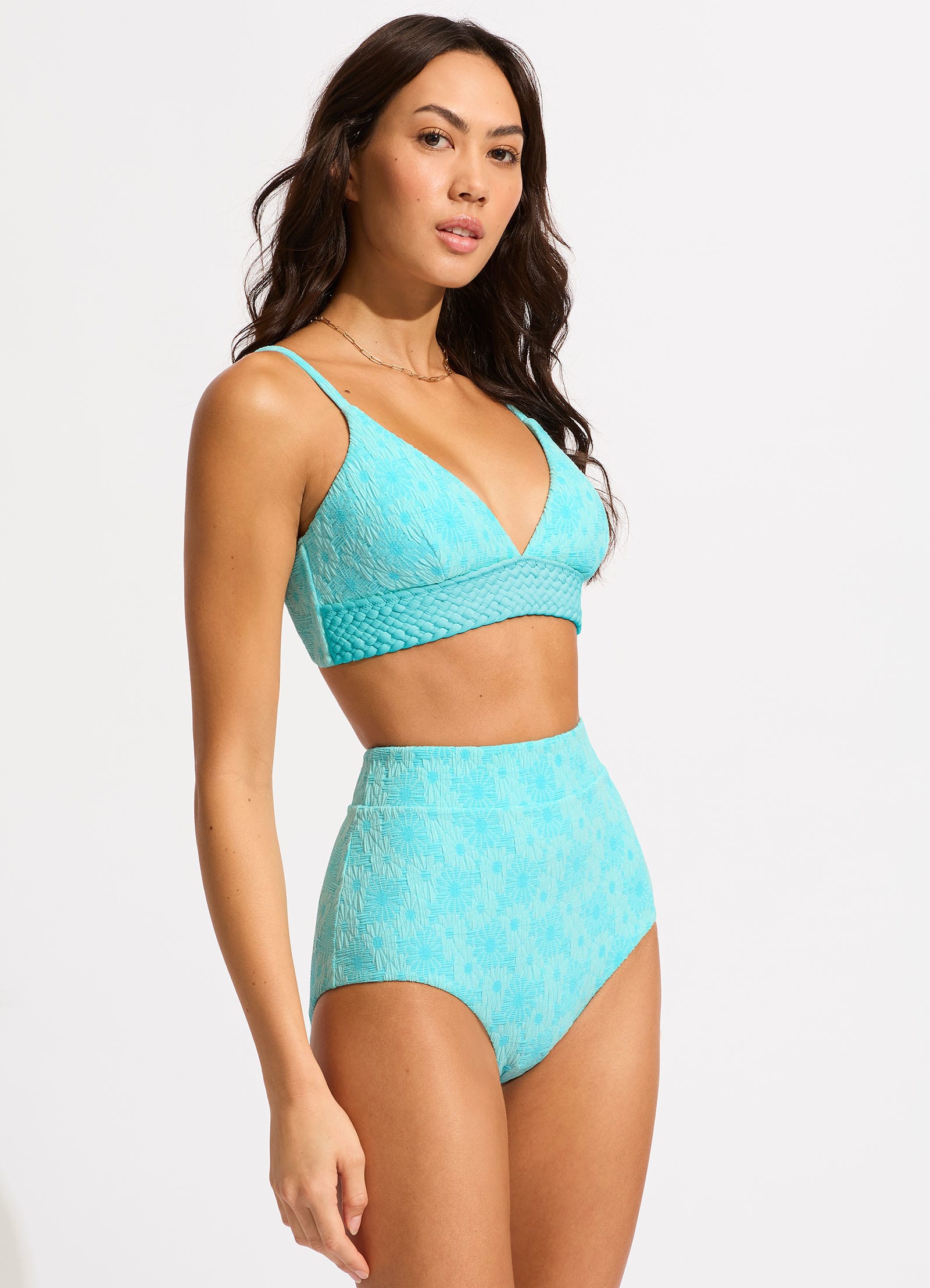 Marloe Banded Bralette Bikini Top - Atoll Blue - Atoll Blue view 3