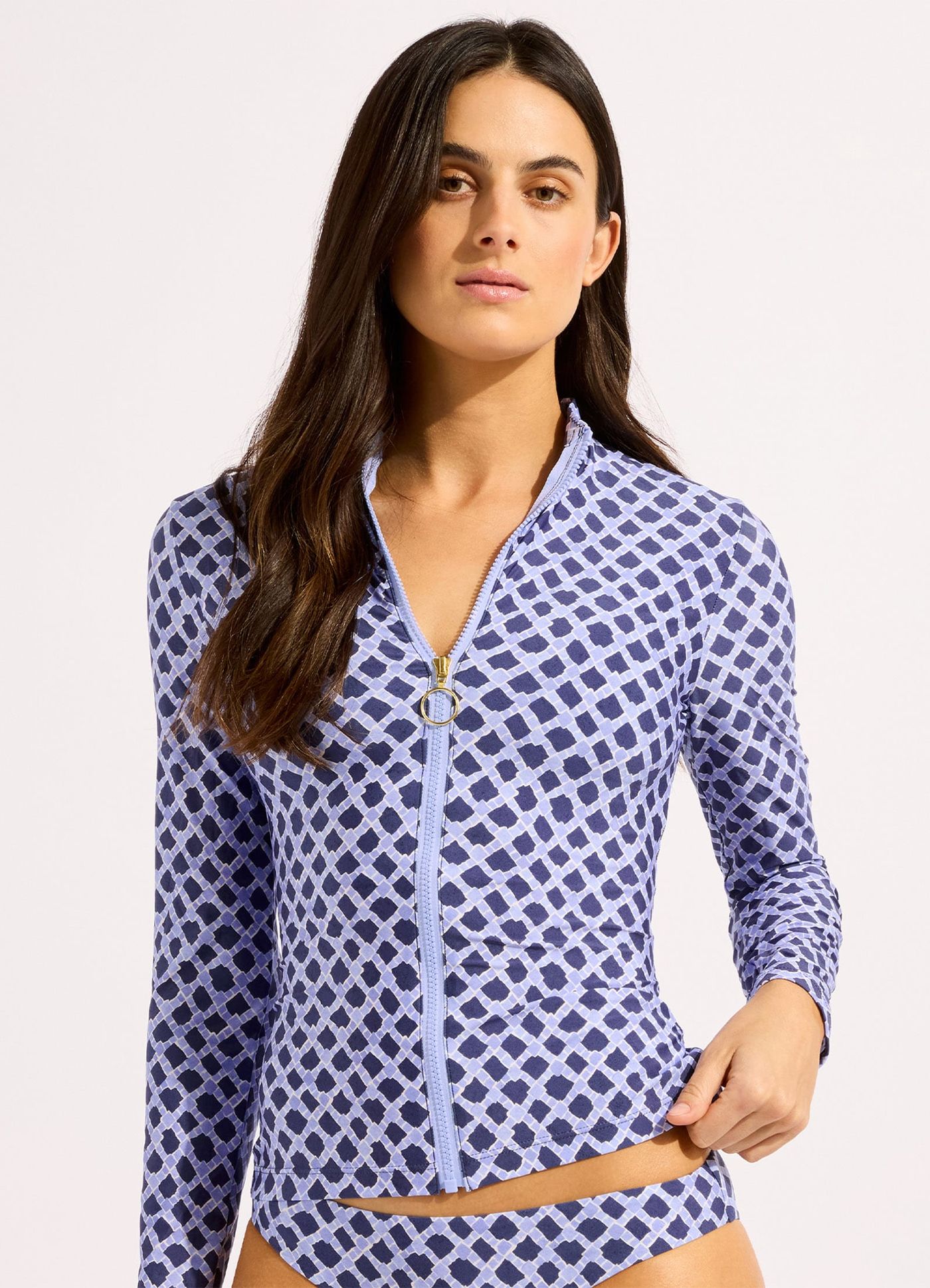 Marseille Long Sleeve Rashvest - Blue Indigo view 2