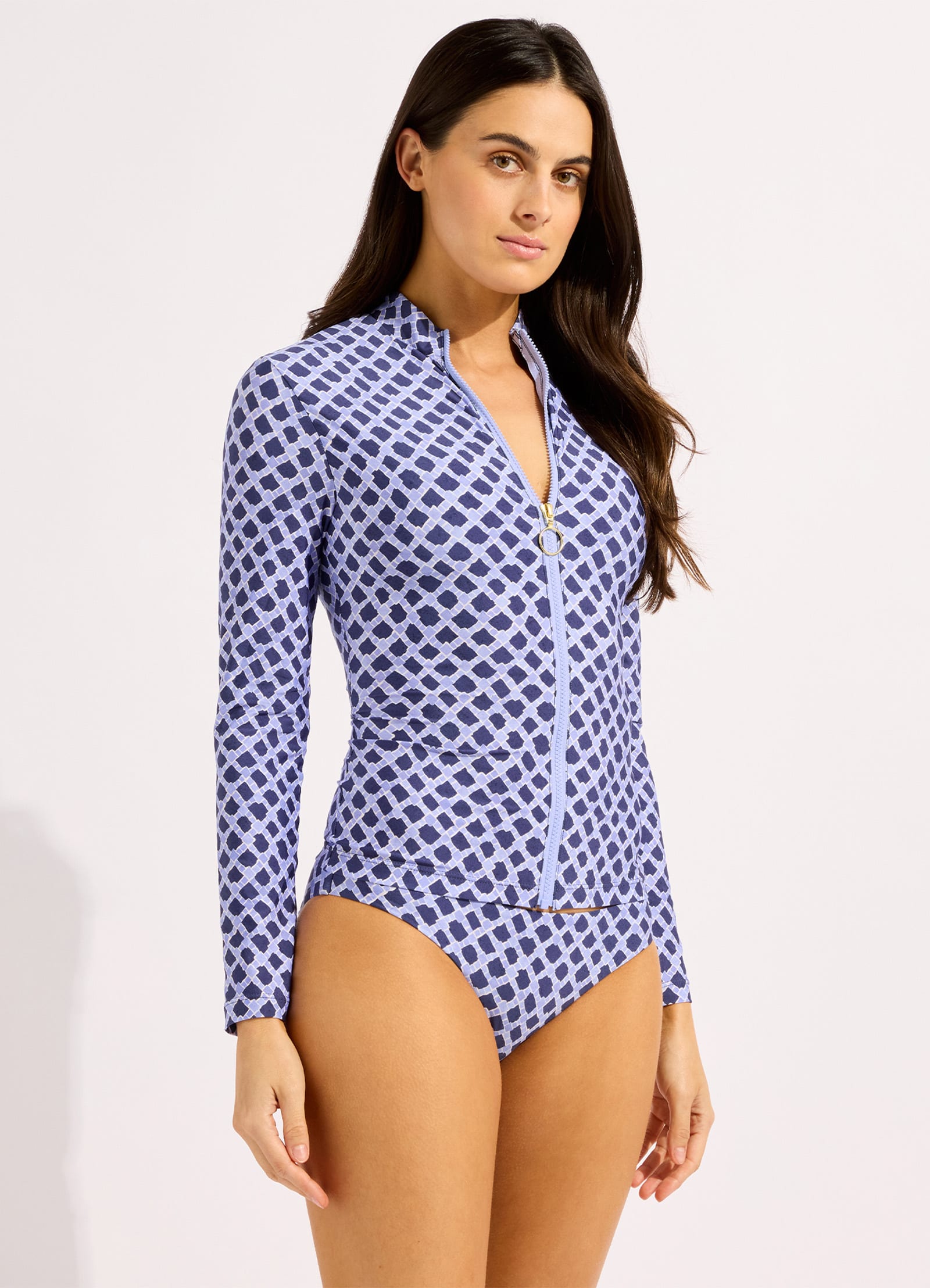 Marseille Long Sleeve Rashvest - Blue Indigo view 3