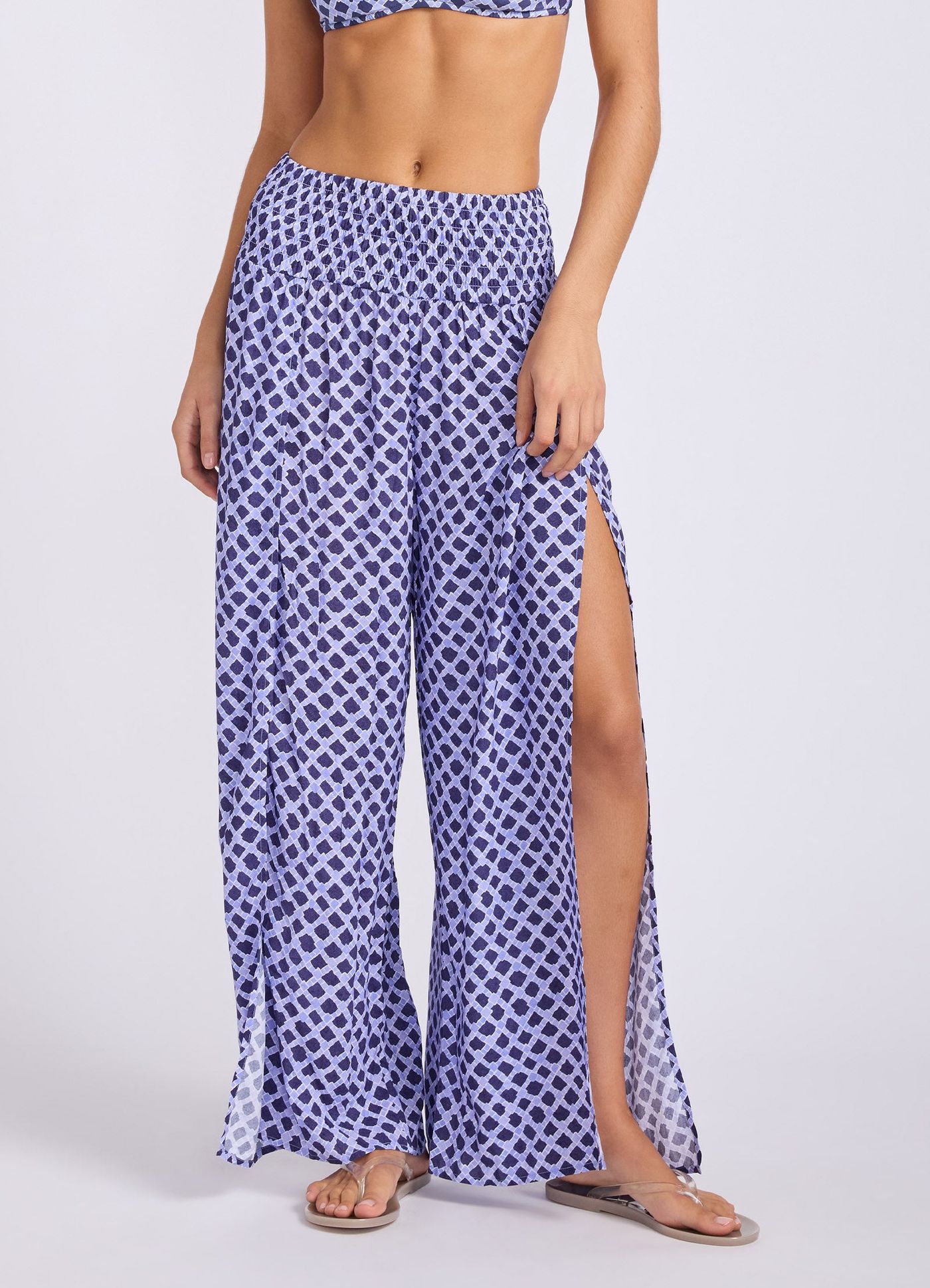 Marseille Shirred Waist Wrap Pant - Blue Indigo view 2