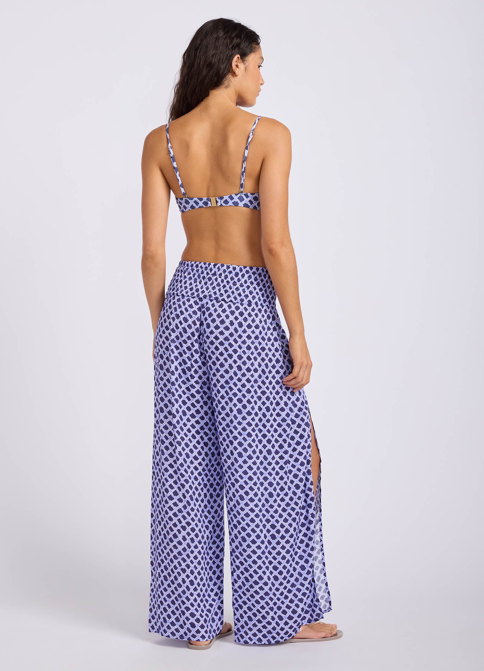 Marseille Shirred Waist Wrap Pant - Blue Indigo view 4