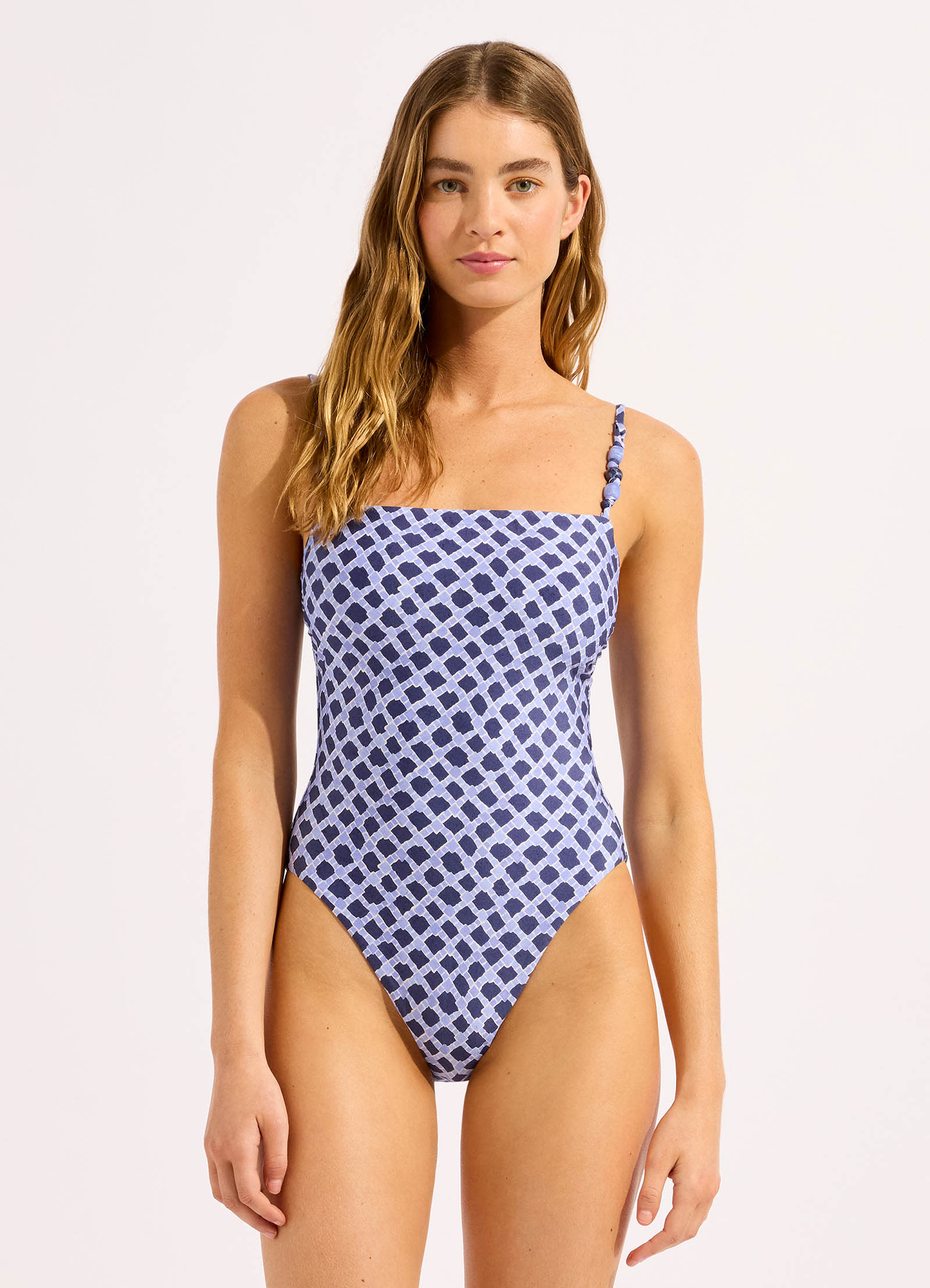 Marseille Square Neck One Piece Swimsuit - Blue Indigo