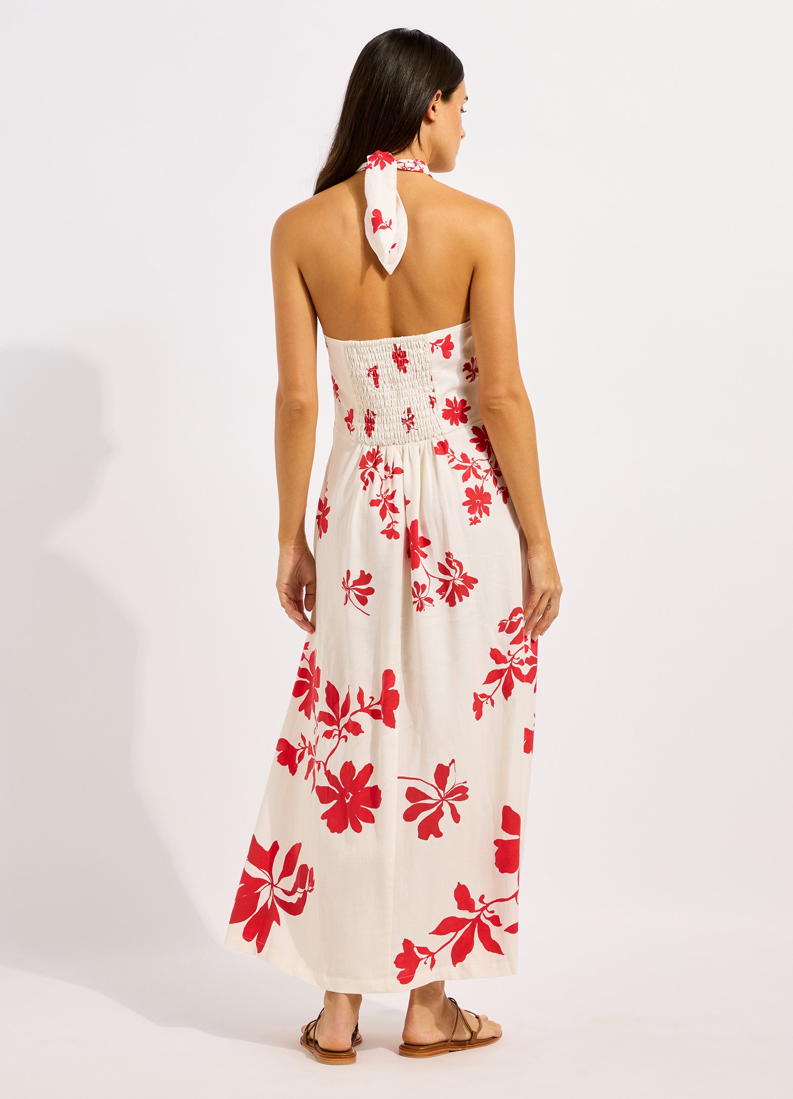 Mayflower Halter Maxi Dress - Ecru/Cosmo view 3