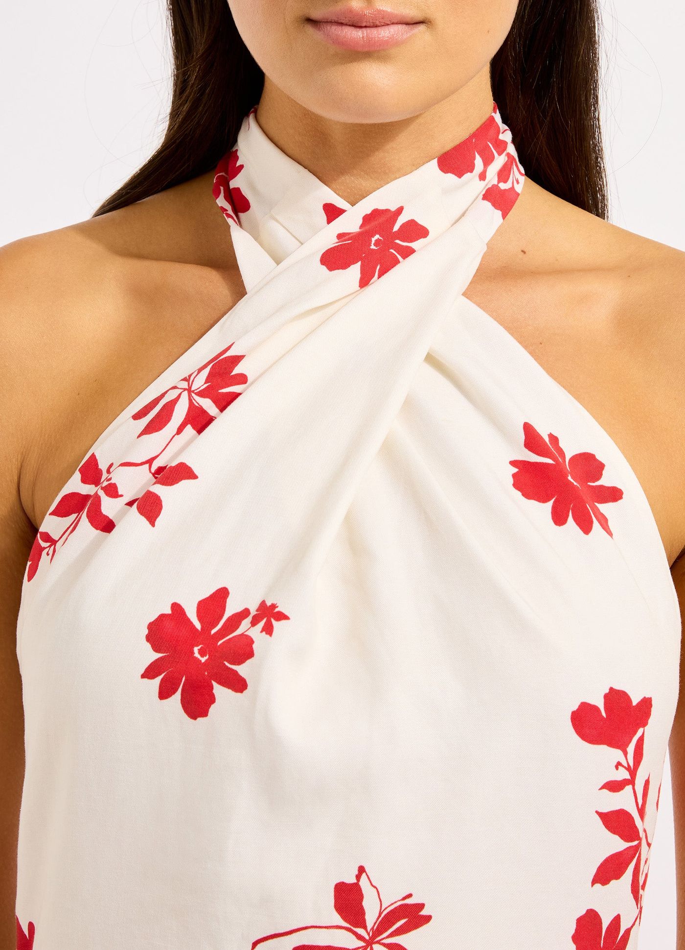 Mayflower Halter Maxi Dress - Ecru/Cosmo view 4