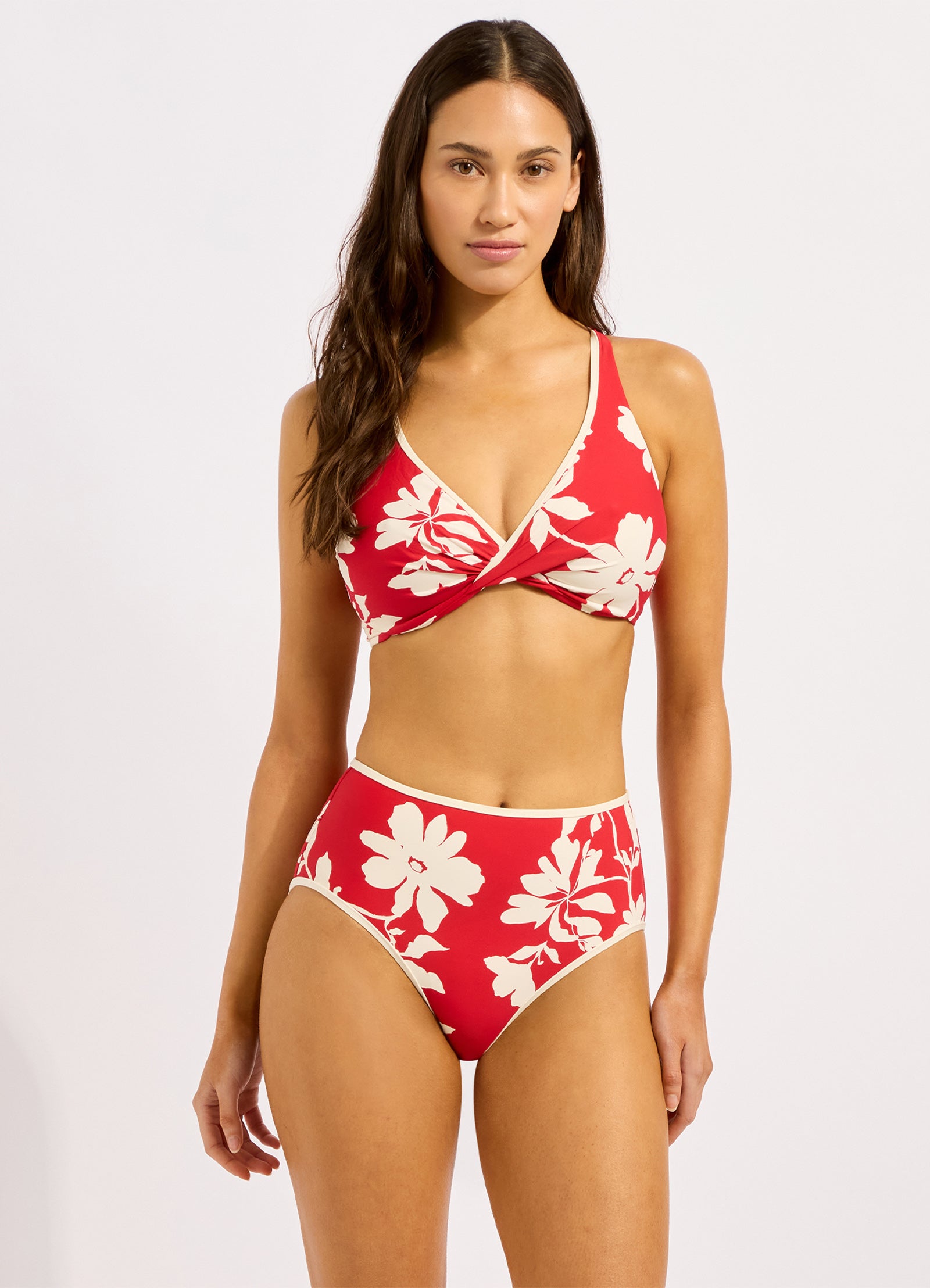Mayflower High Waisted Bikini Bottom - Cosmo Red
