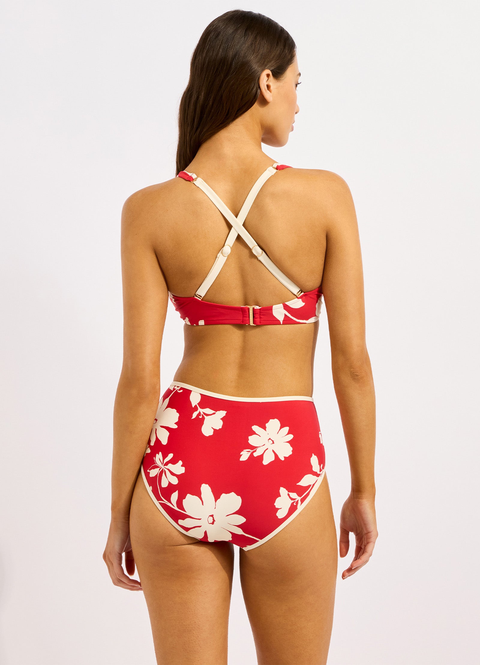 Mayflower High Waisted Bikini Bottom - Cosmo Red view 4