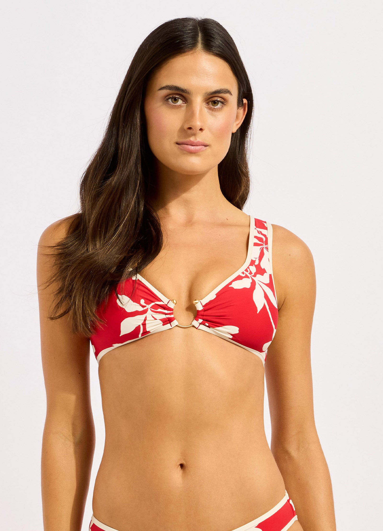 Mayflower Ring Front Tank Bikini Top - Cosmo Red view 2