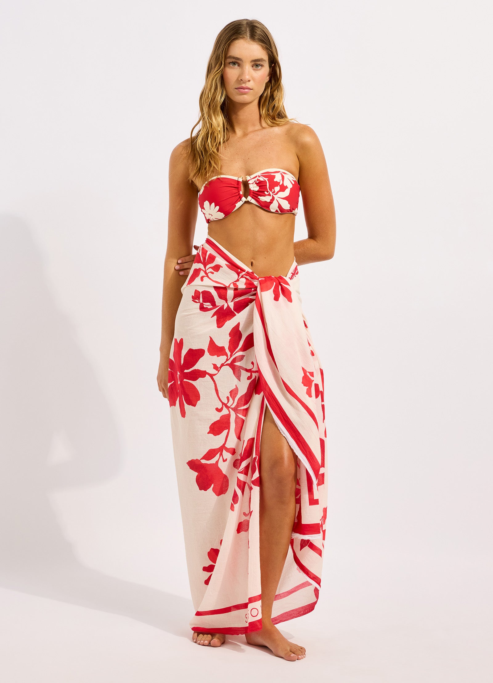 Mayflower Sarong - Ecru/Cosmo