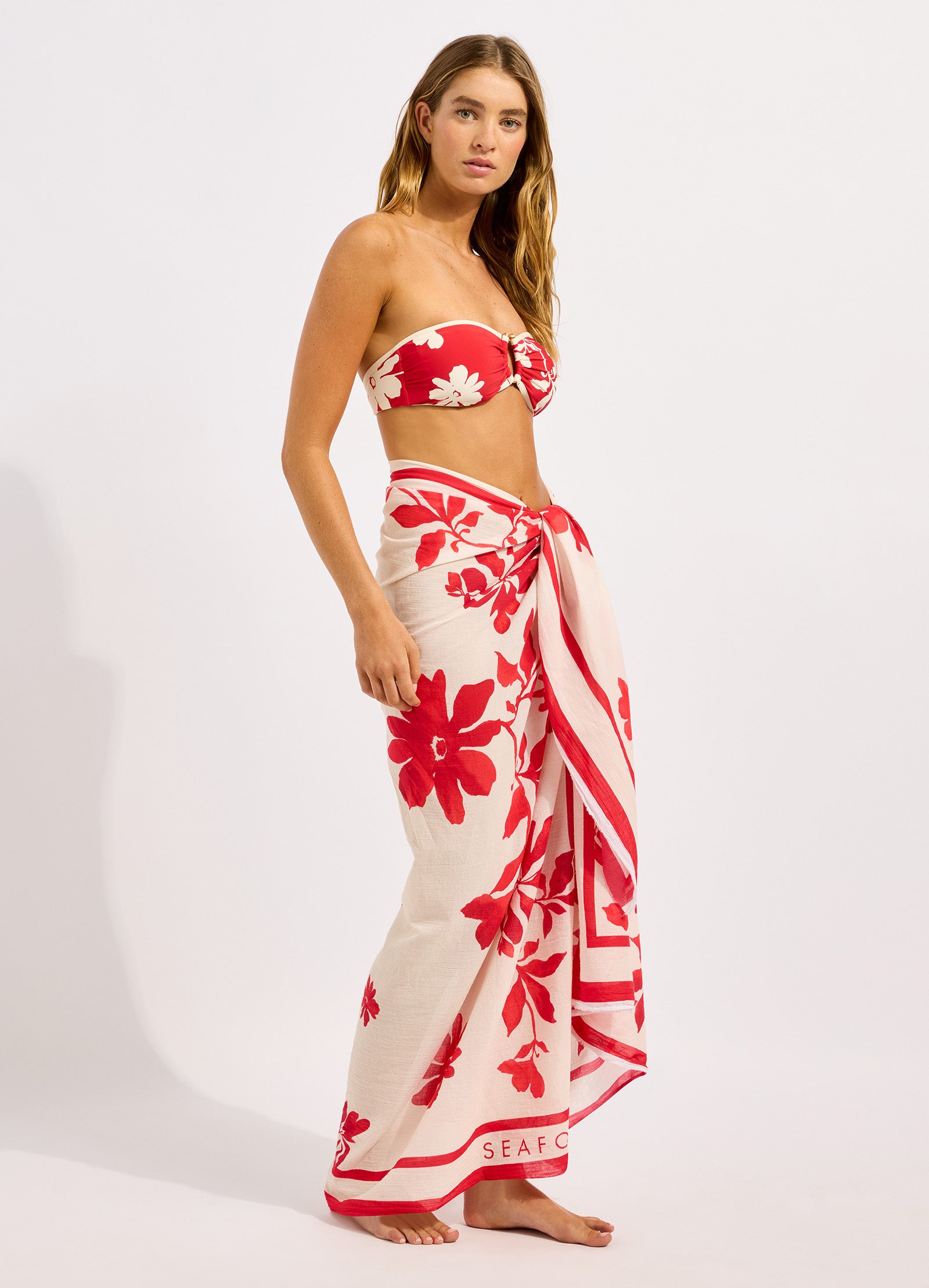 Mayflower Sarong - Ecru/Cosmo view 2