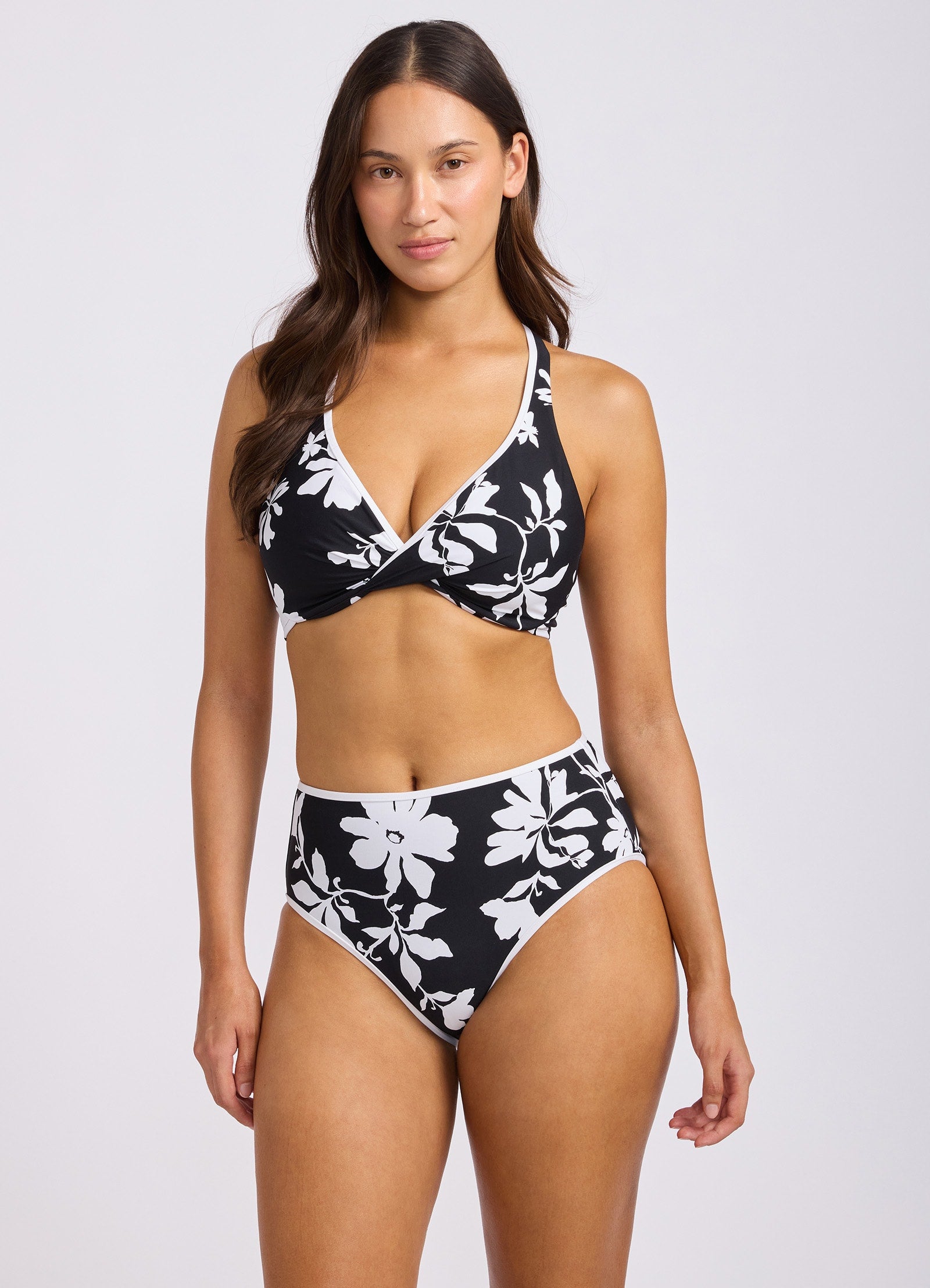 Mayflower Wrap Front F Cup Bikini Top - Black