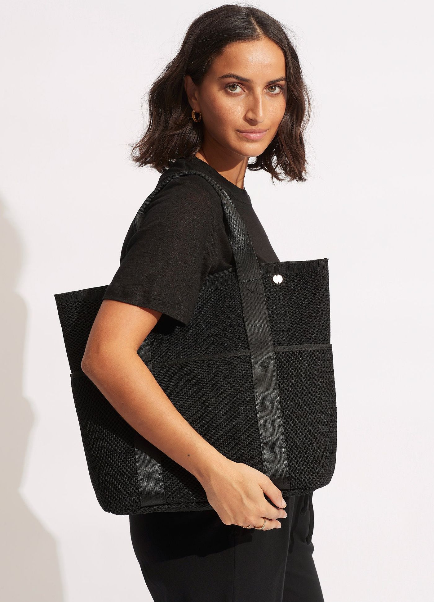 Mesh Carry All Tote - Black - Black
