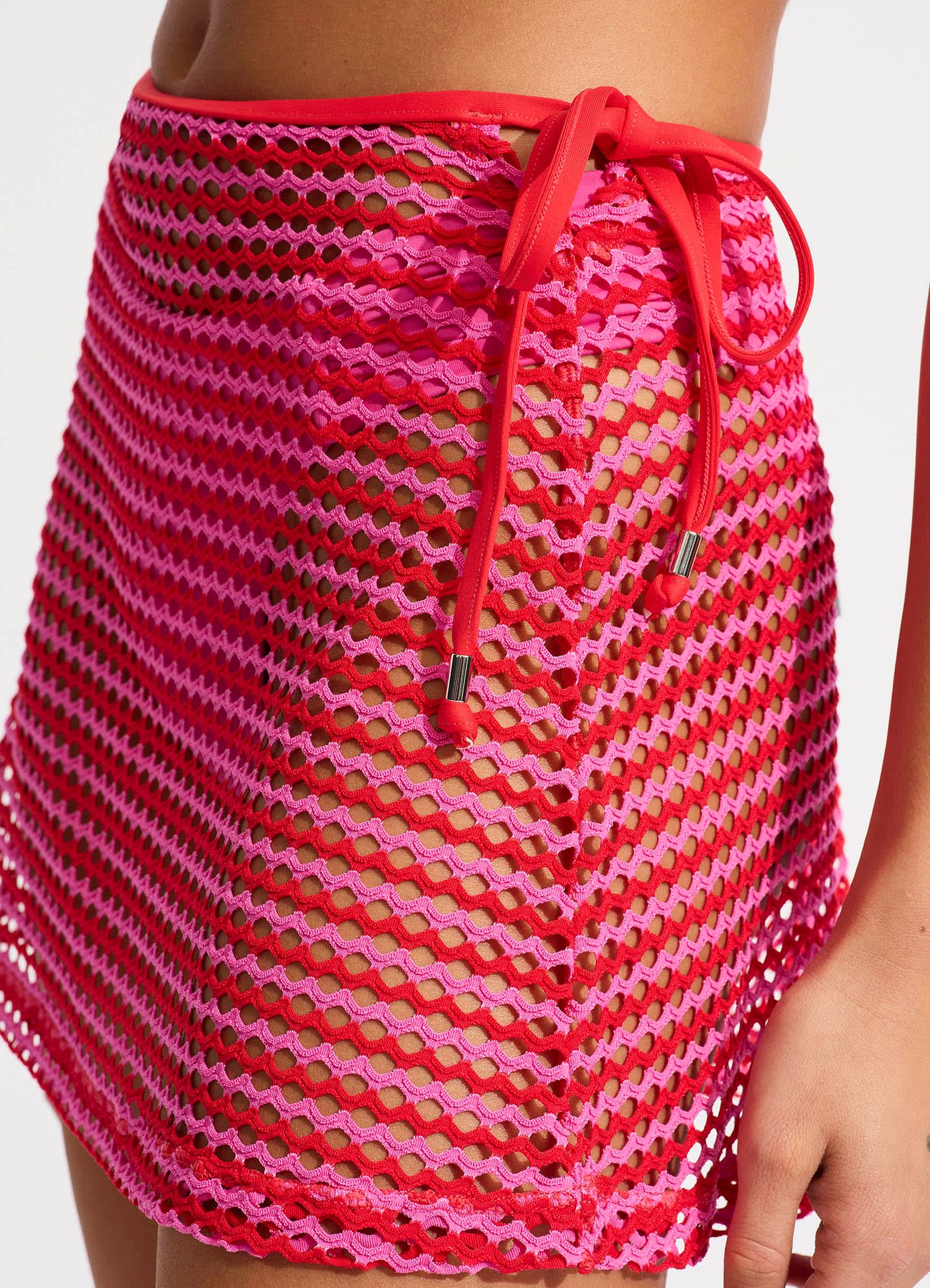 Mesh Effect A-Line Skirt - Chilli Red - Chilli Red view 5