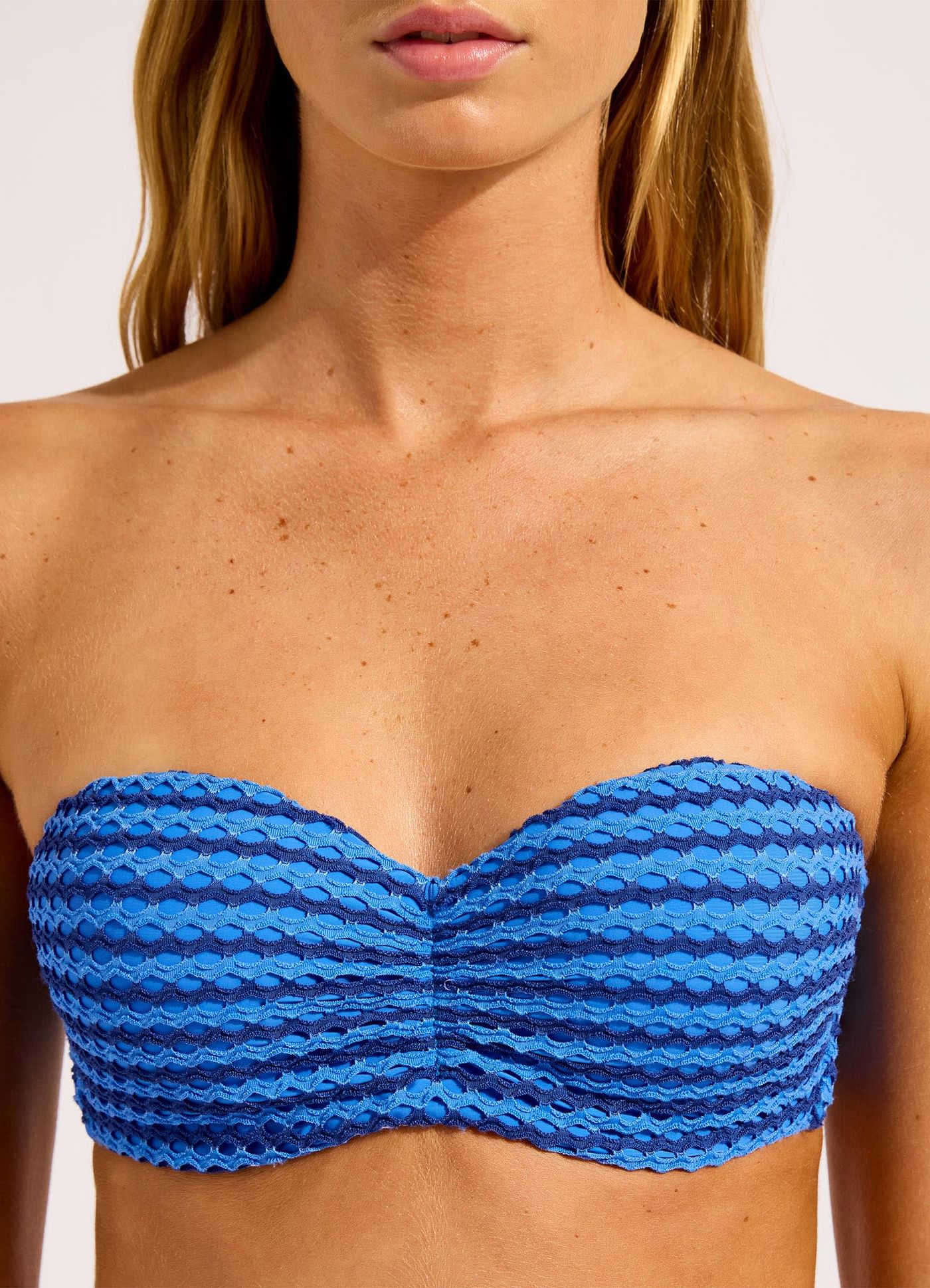 Mesh Effect Bustier Bandeau Bikini Top - Sapphire view 5