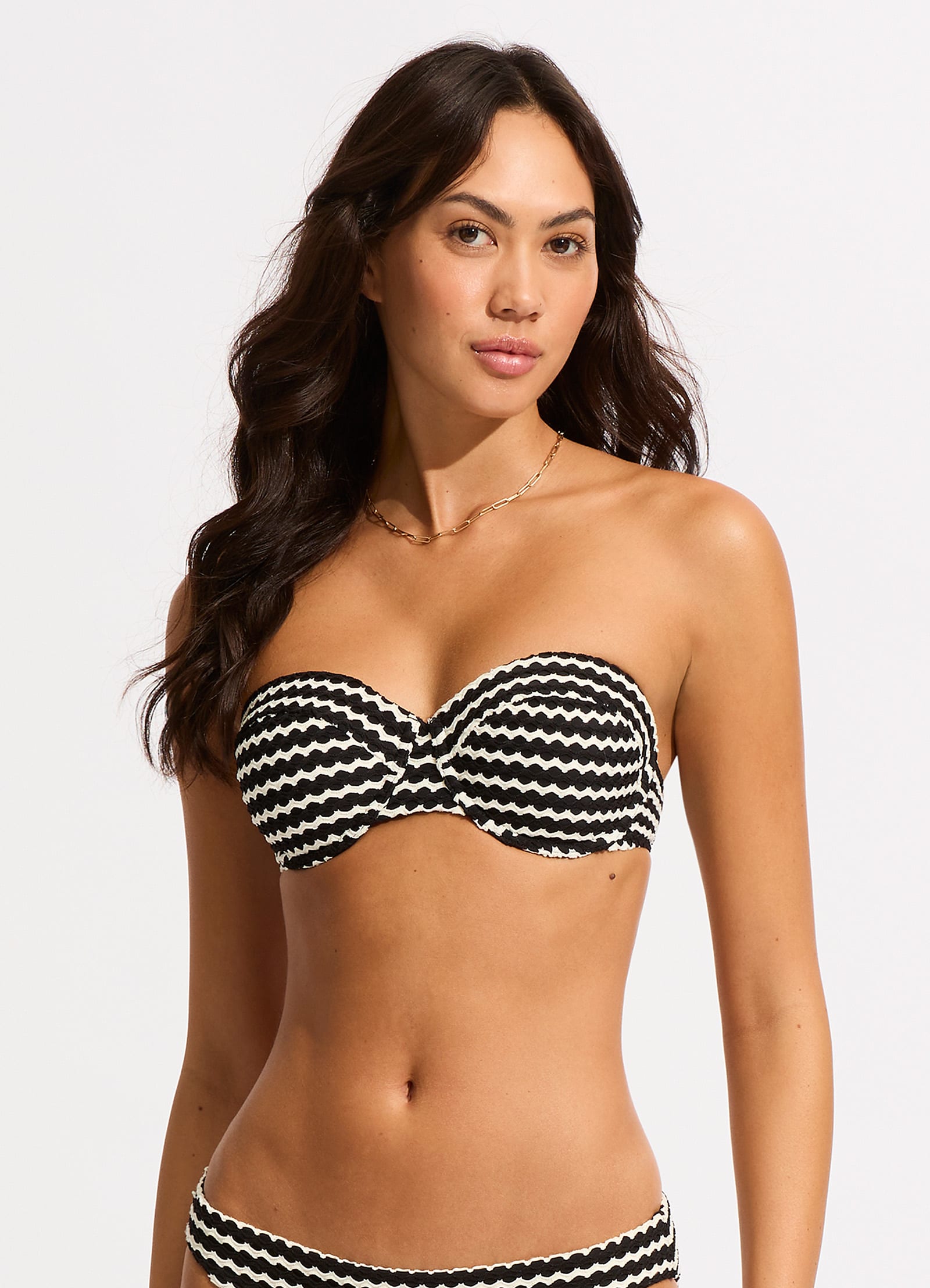 Mesh Effect Bustier Bikini Top - Black - Black view 2