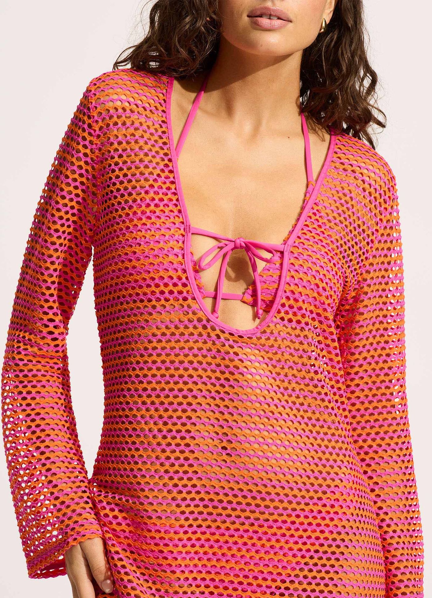 Mesh Effect Cover Up - Hot Pink - Hot Pink view 4