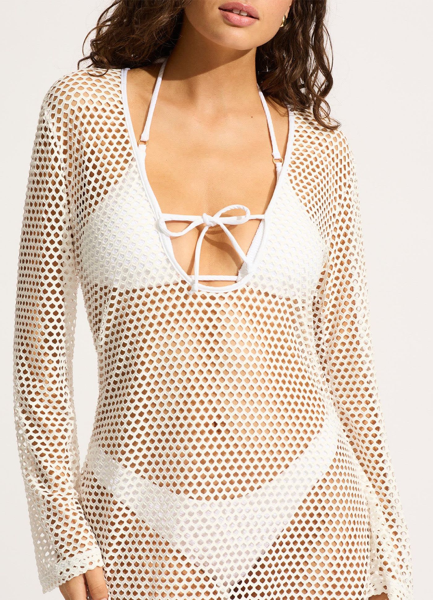 Mesh Effect Cover Up - White - White view 5