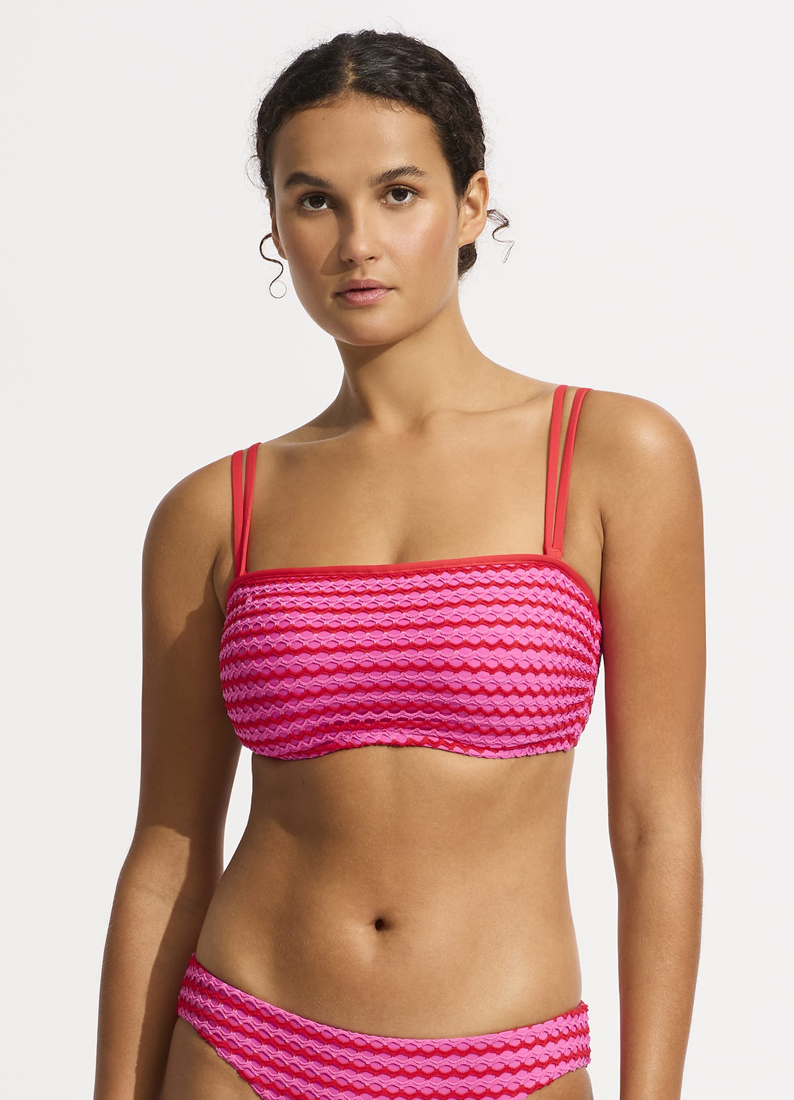 Mesh Effect DD Tank Bikini Top - Chilli Red - Chilli Red view 2