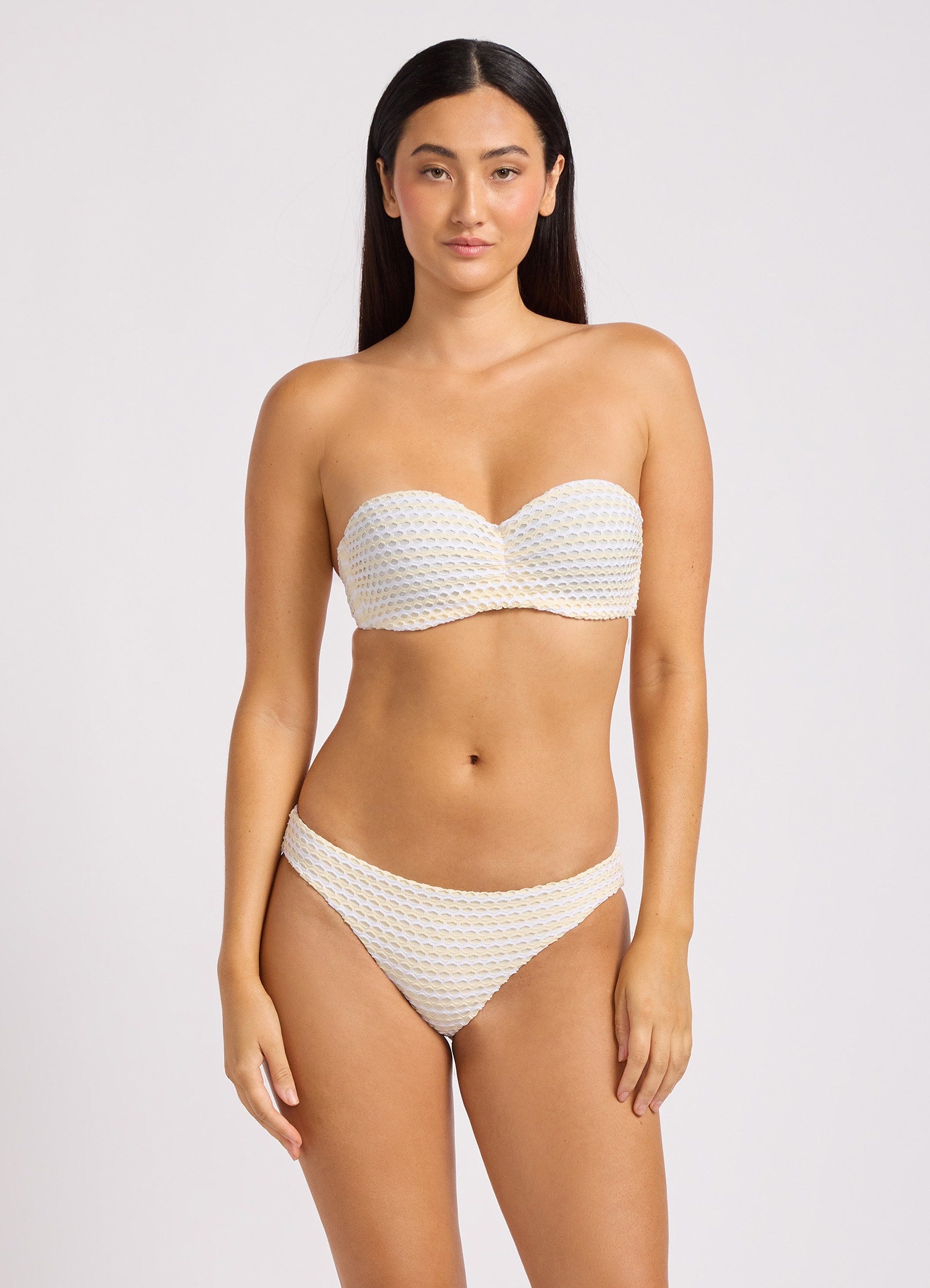 Mesh Effect Hipster Bikini Bottom - Ecru view 1