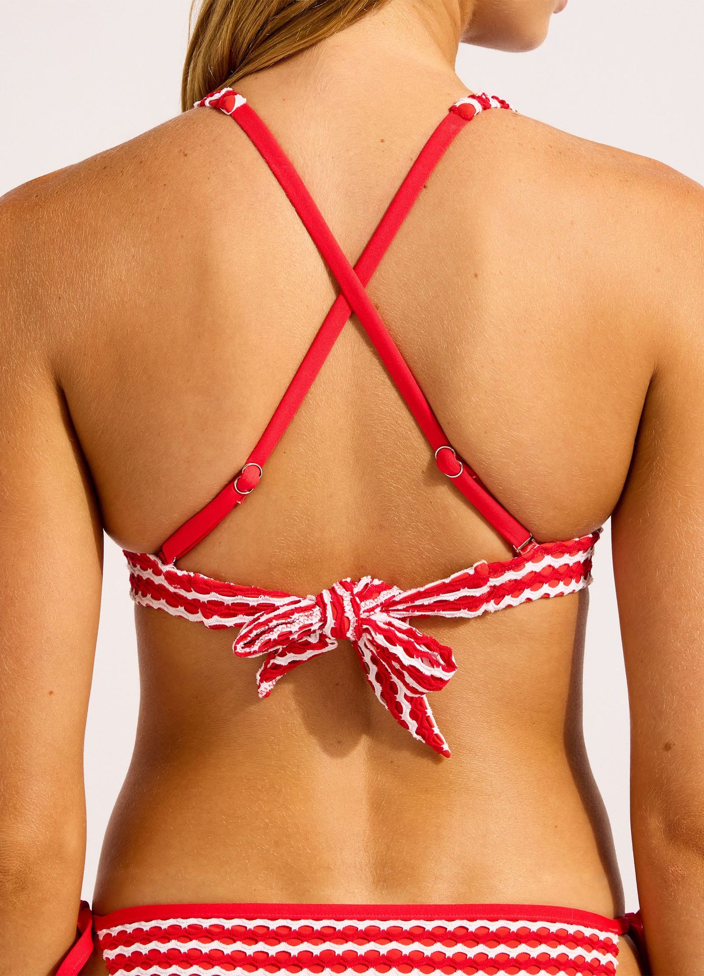 Mesh Effect Multi Fit Triangle Bikini Top - Chilli Red/White view 5