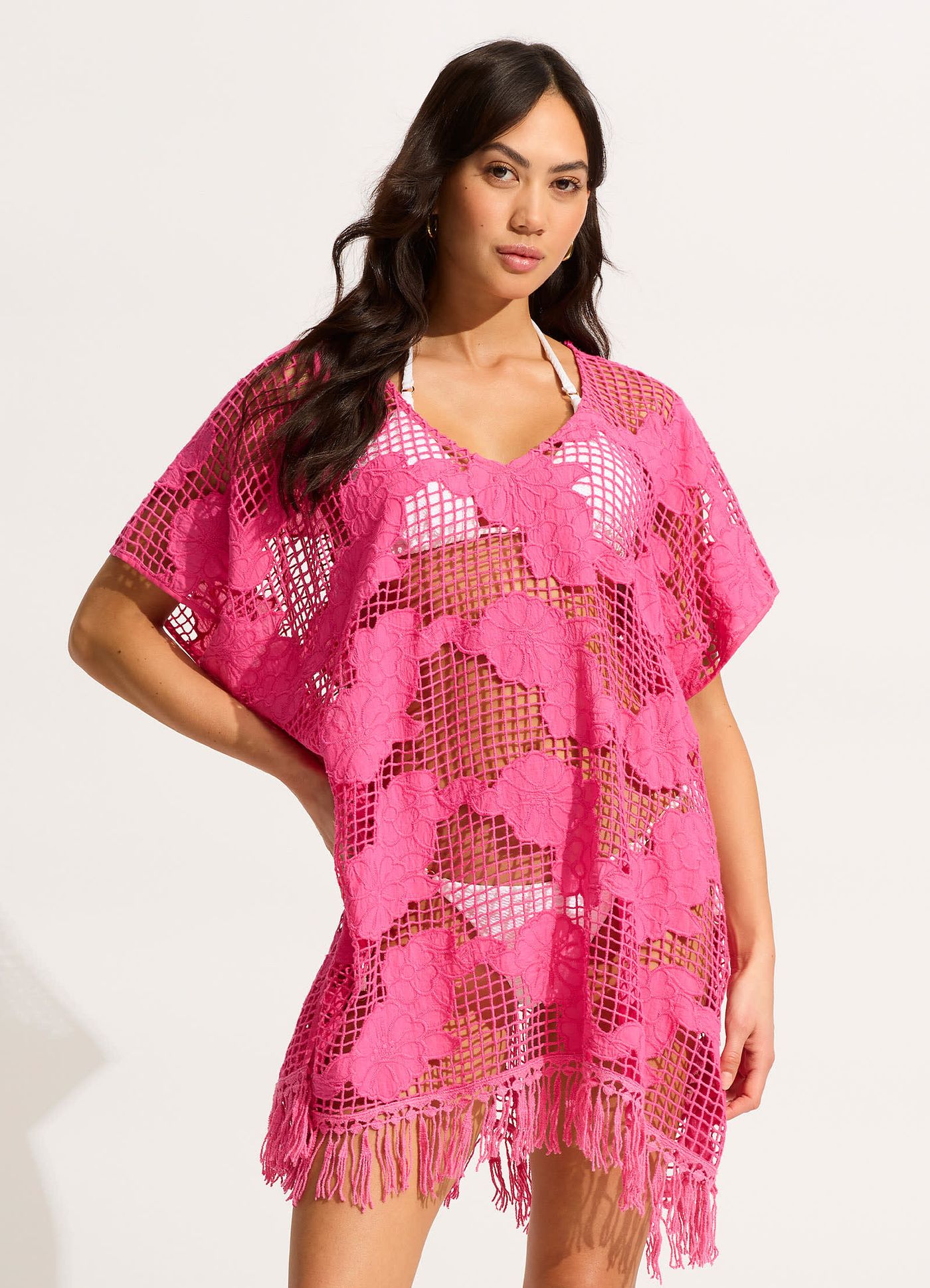 Mesh Kaftan - Fuchsia Rose - Fuchsia Rose view 2