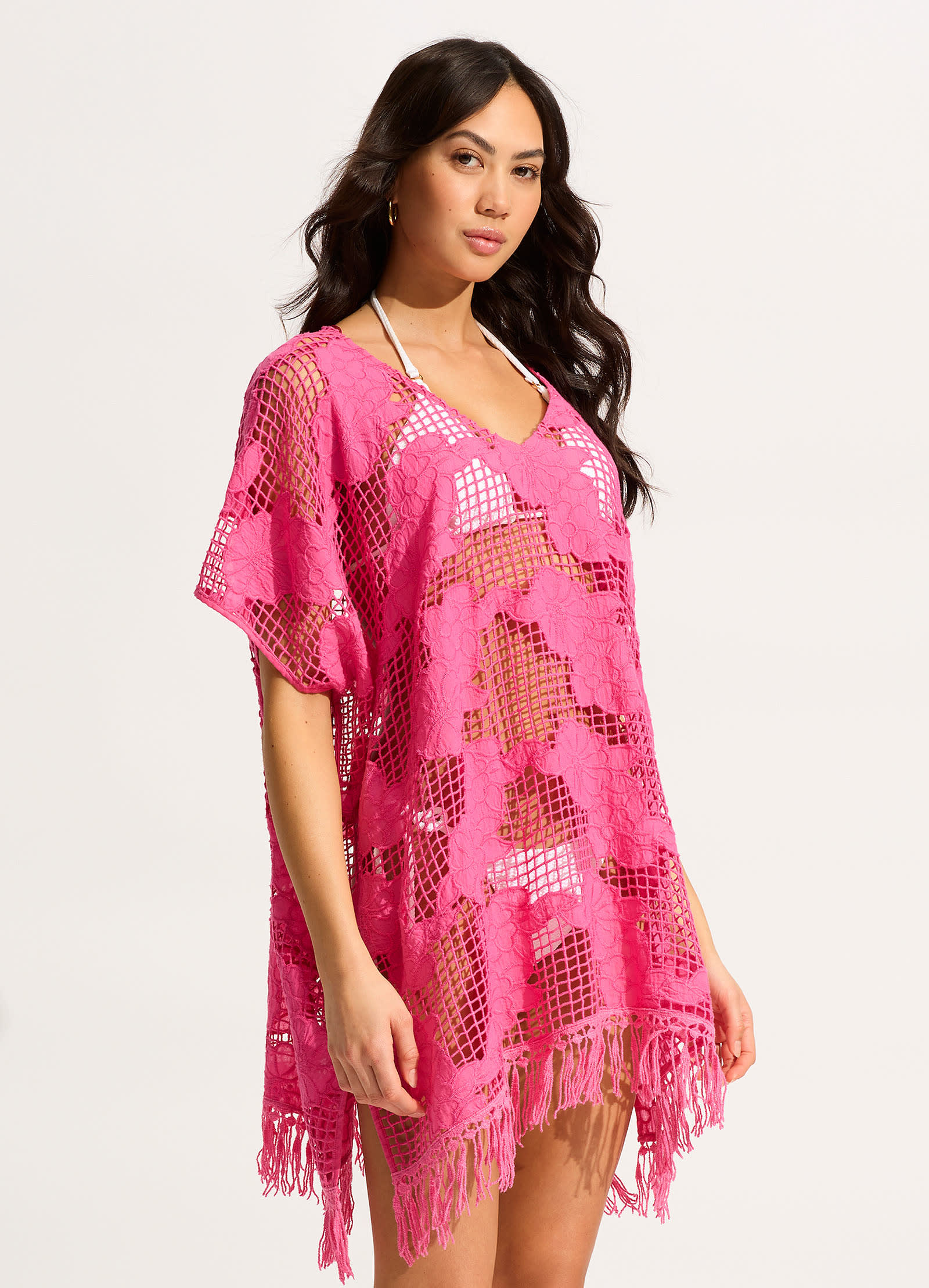 Mesh Kaftan - Fuchsia Rose - Fuchsia Rose view 3
