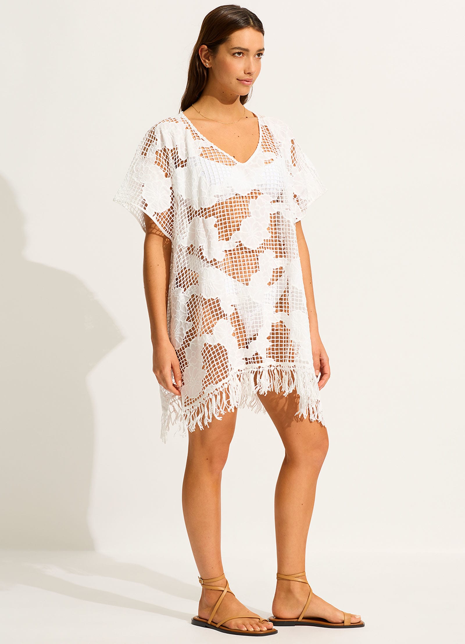 Mesh Kaftan - White - White
