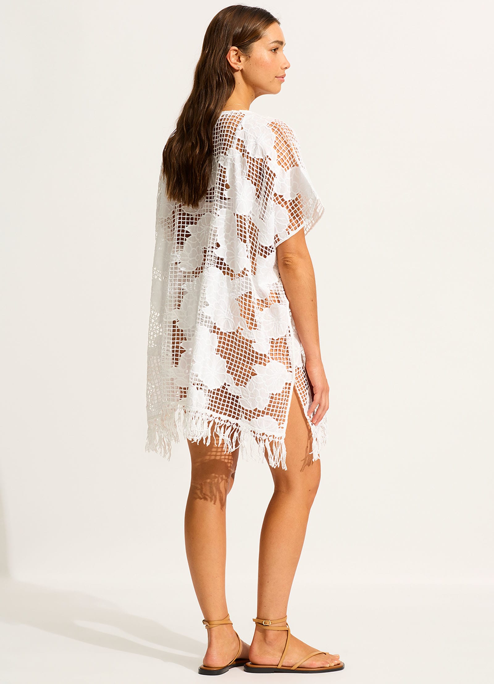Mesh Kaftan - White - White view 2