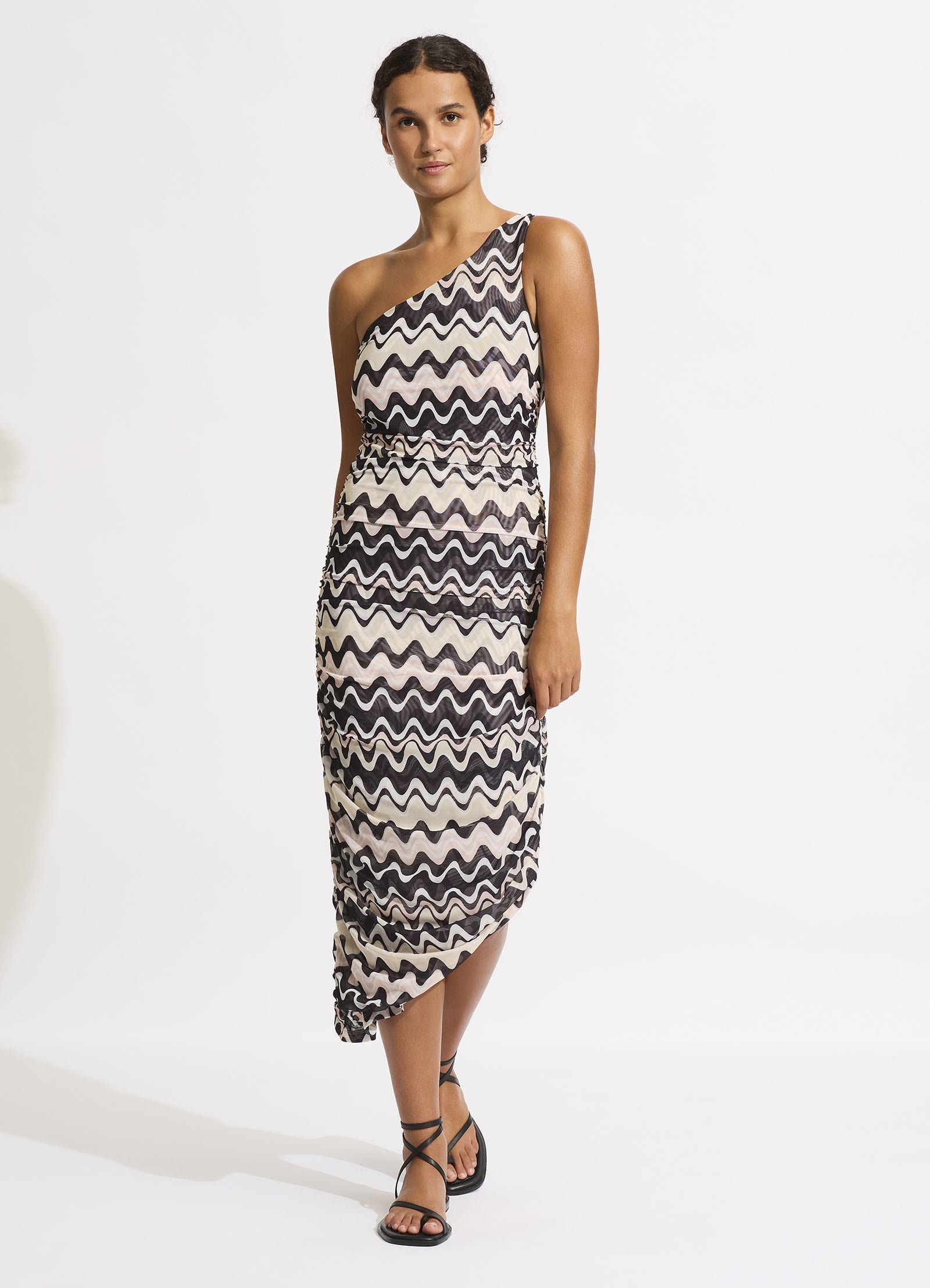 Mesh Midi Dress - Black - Black