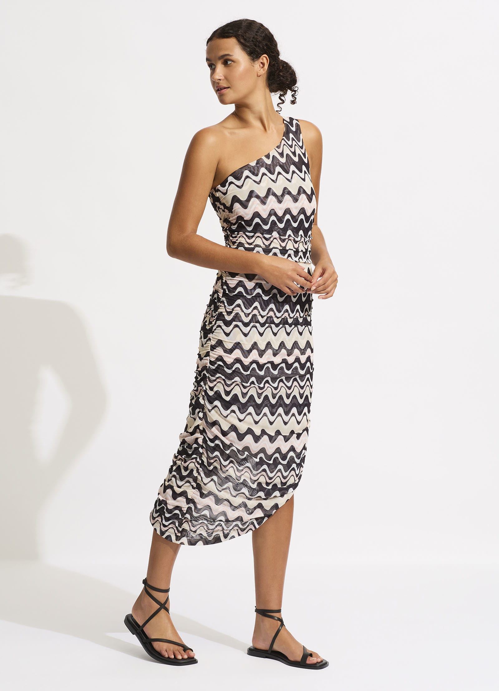 Mesh Midi Dress - Black - Black view 2