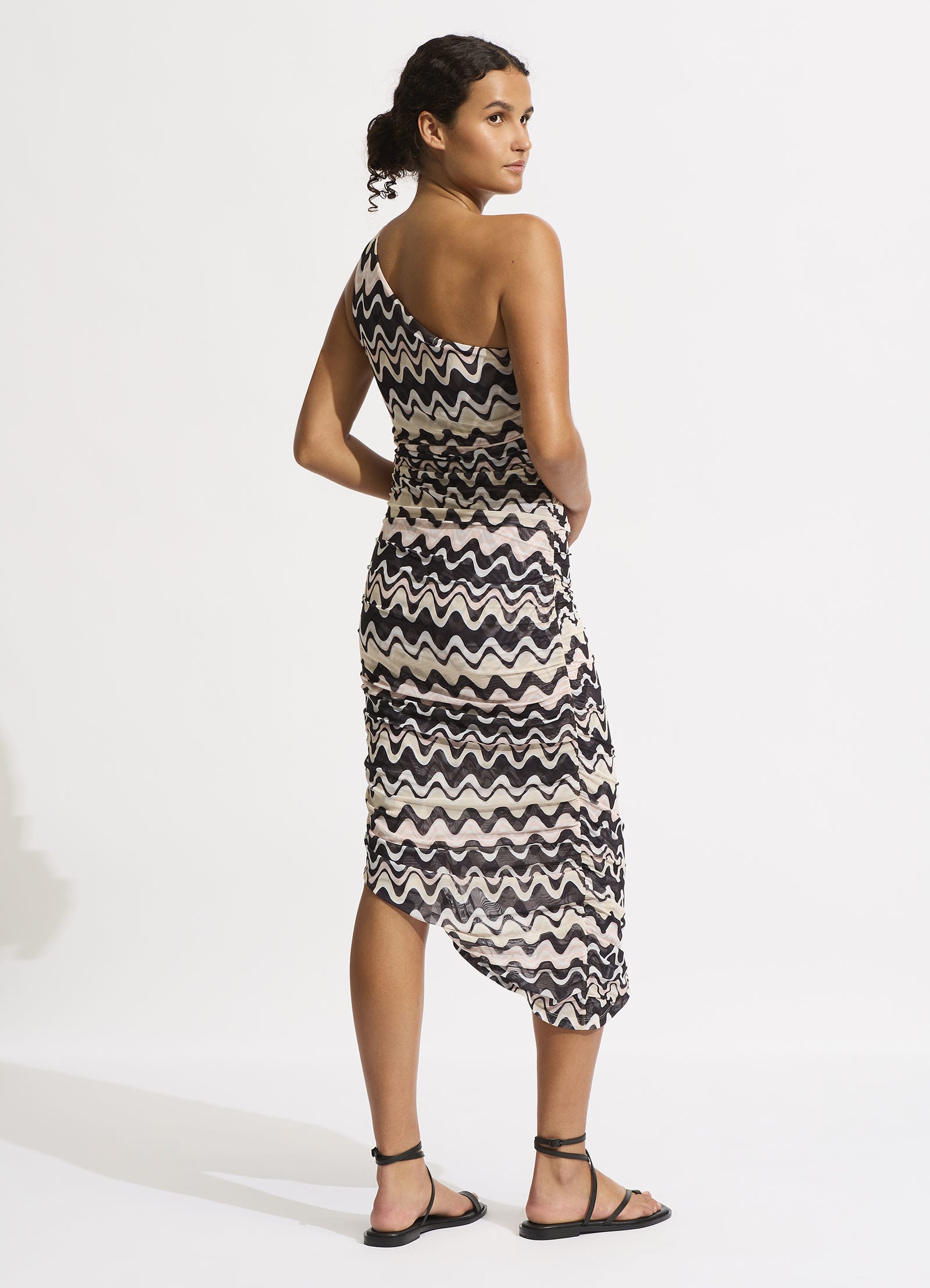 Mesh Midi Dress - Black - Black view 3
