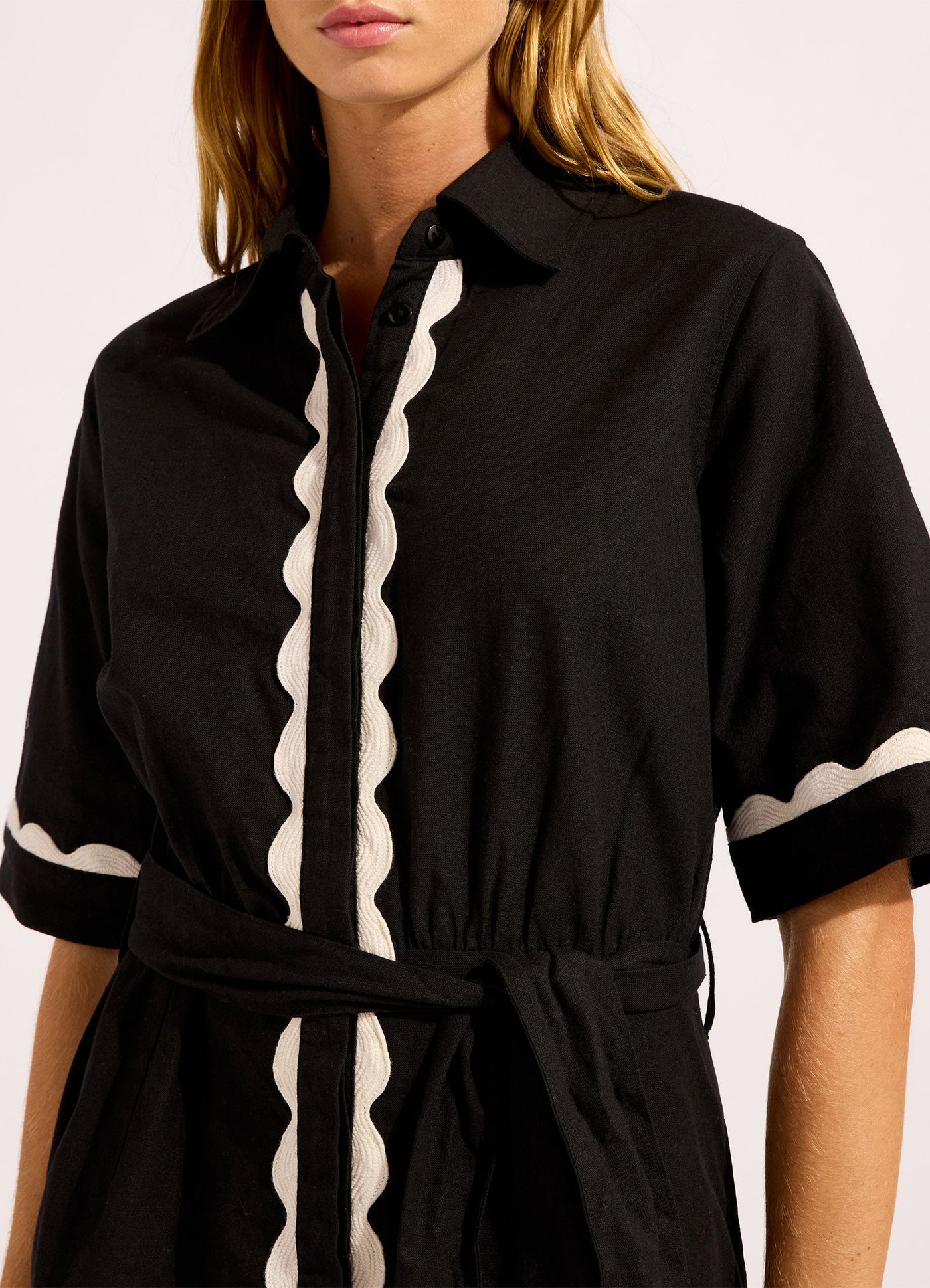 Mini Shirt Dress - Black view 4
