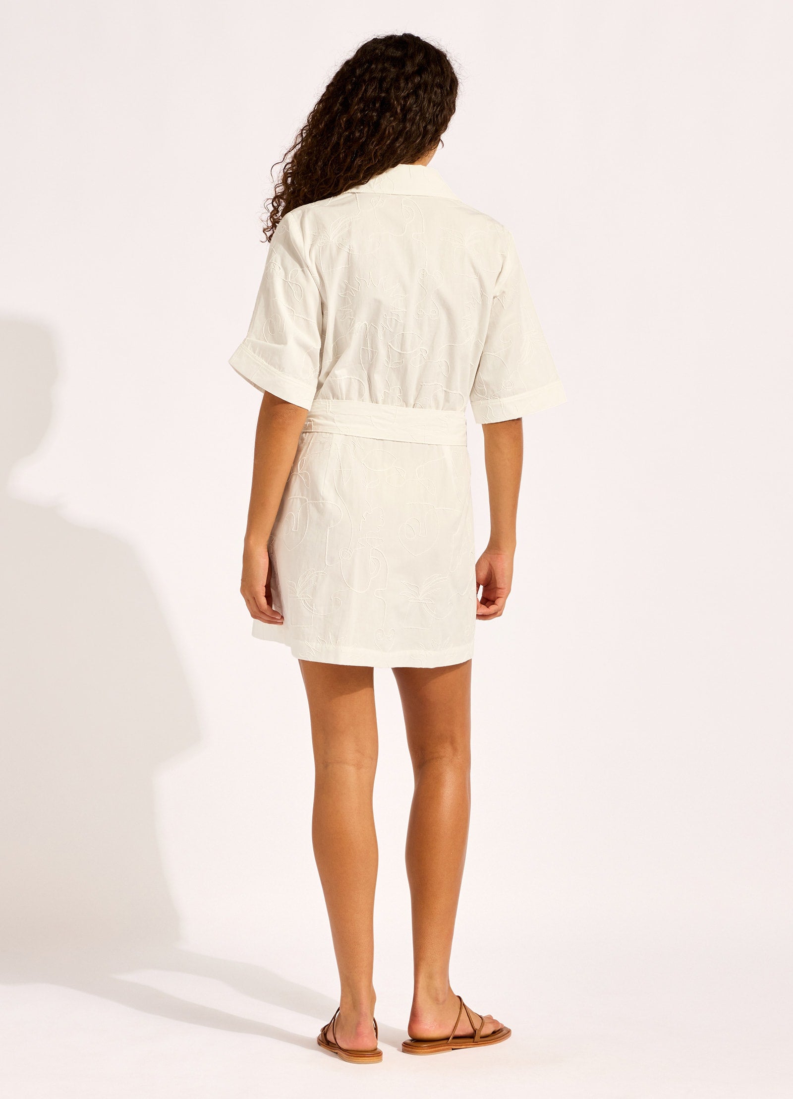 Mini Shirt Dress - White view 3