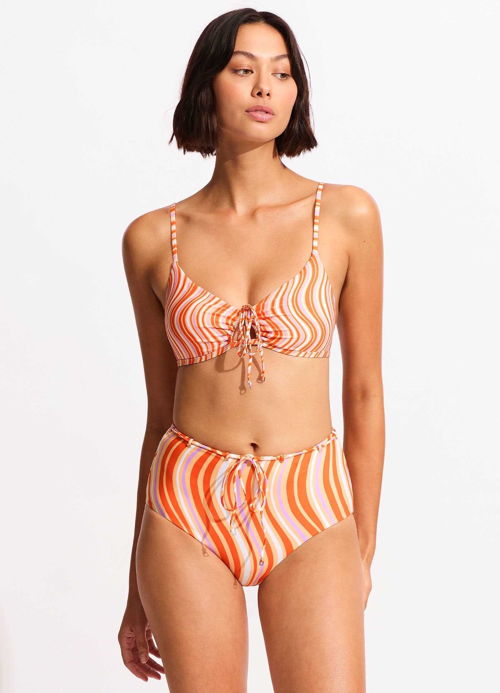 Mod Squad Drawstring Keyhole Bralette - Mandarin - Mandarin