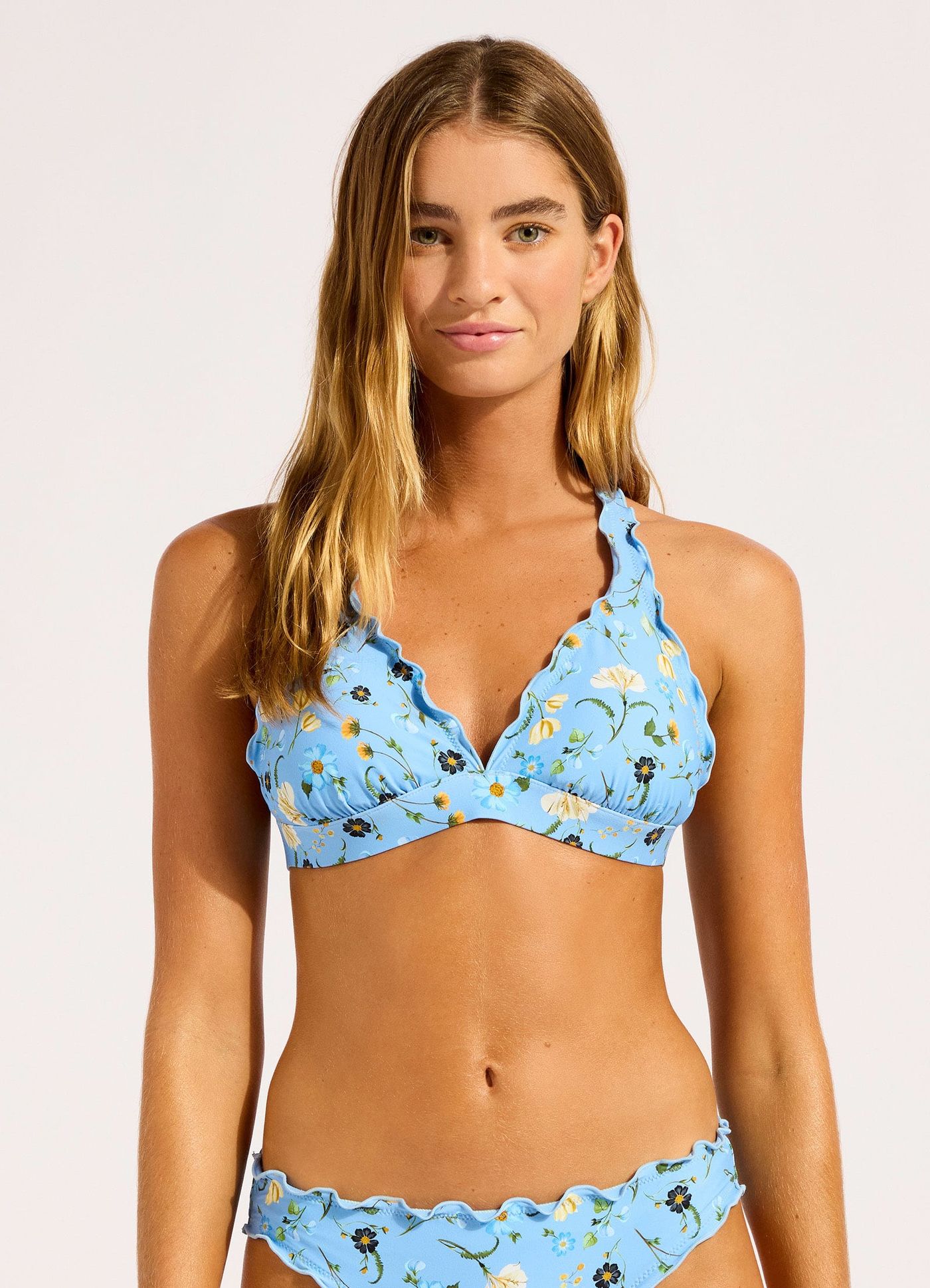 Modern Romance Multi Fit Triangle Bikini Top - Powder Blue view 2