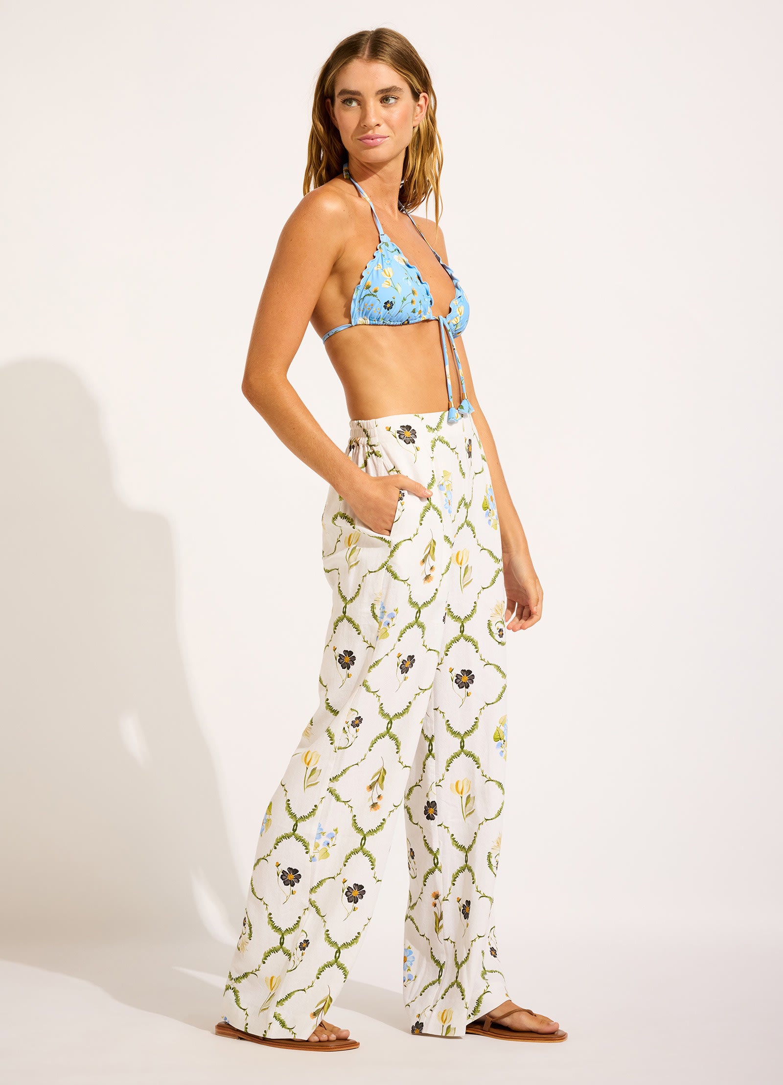 Modern Romance Tailored Wide Leg Pant - White view 3