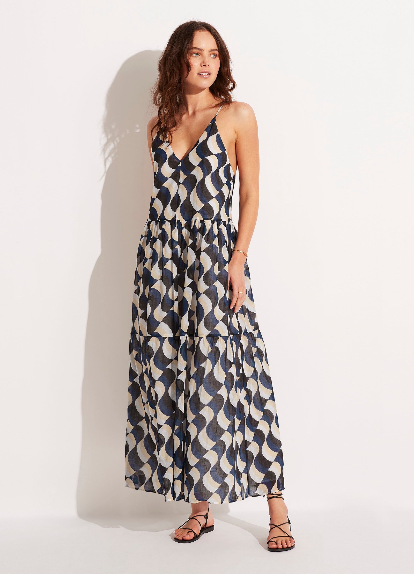 Modern Take Tier Maxi Dress - Black - Black