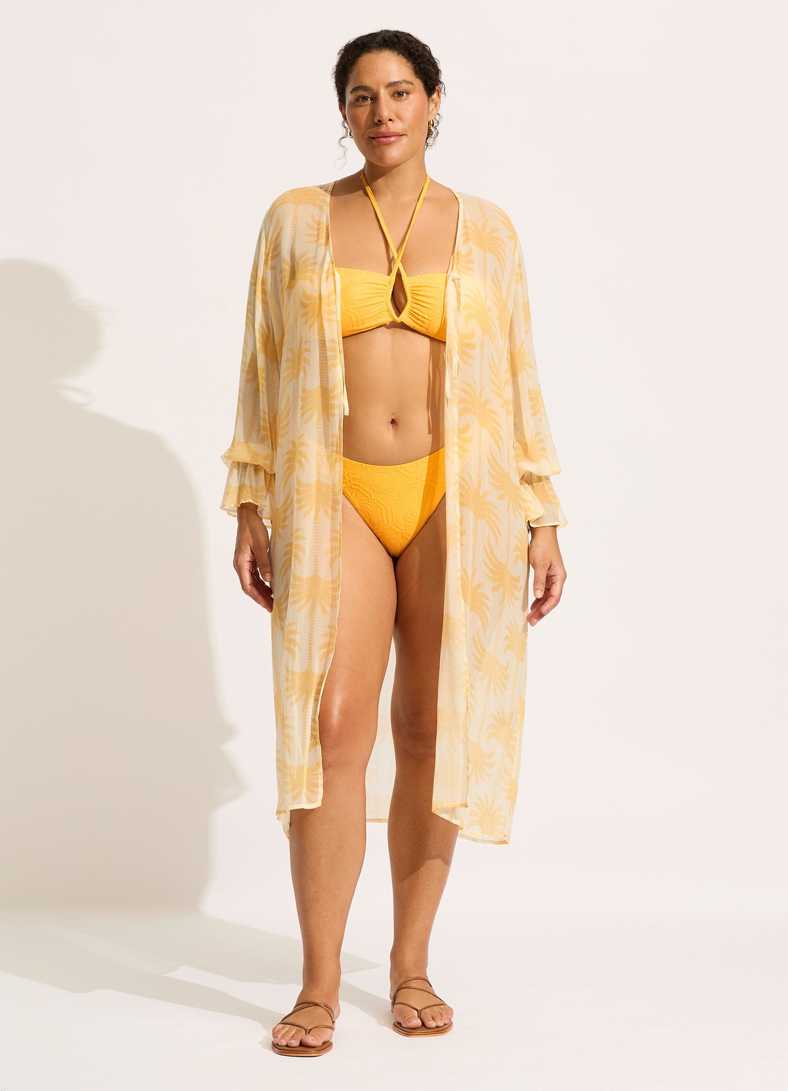 Oasis Tie Front Cover Up - Ecru - Ecru