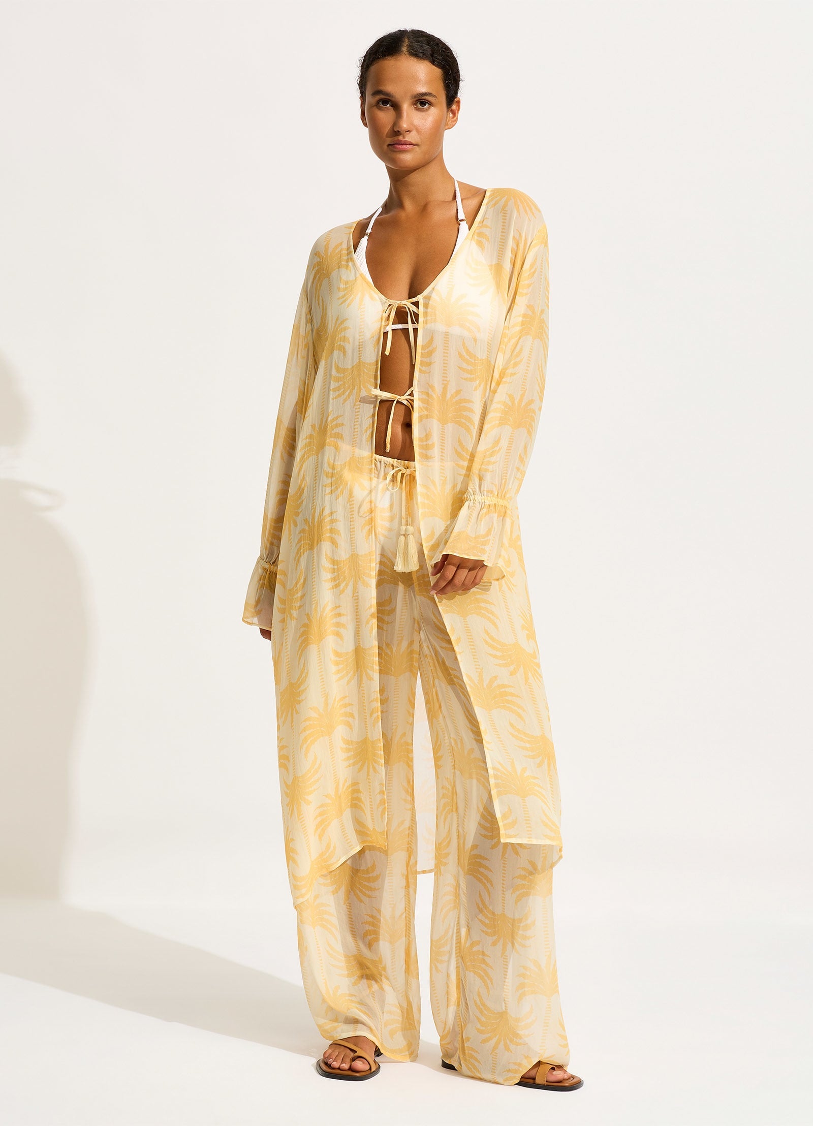 Oasis Tie Front Cover Up - Ecru - Ecru view 6