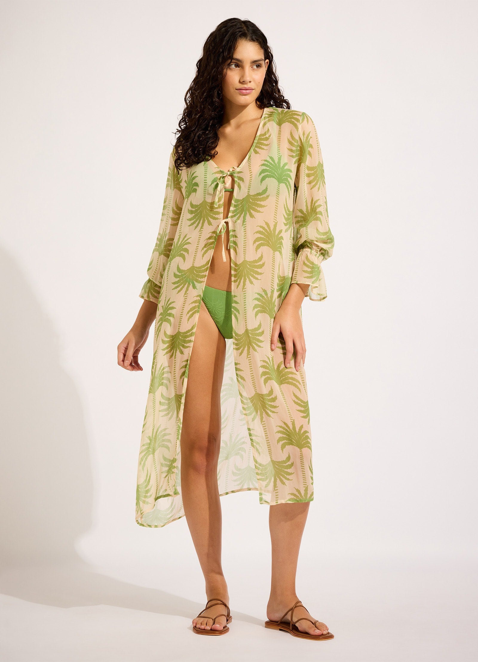 Oasis Tie Front Cover Up - Sage - Sage