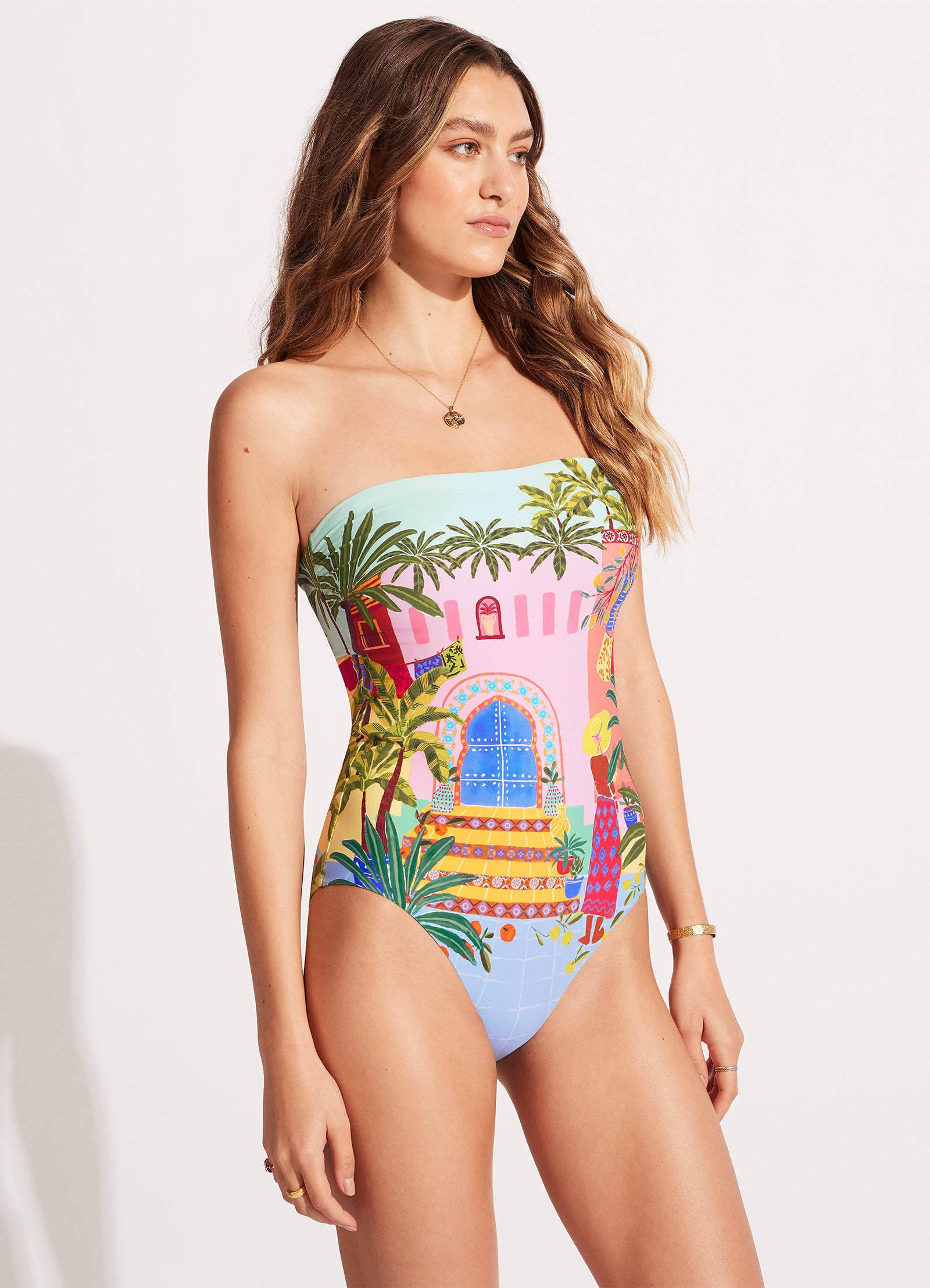On Vacation Bandeau One Piece - Azure - Azure view 2