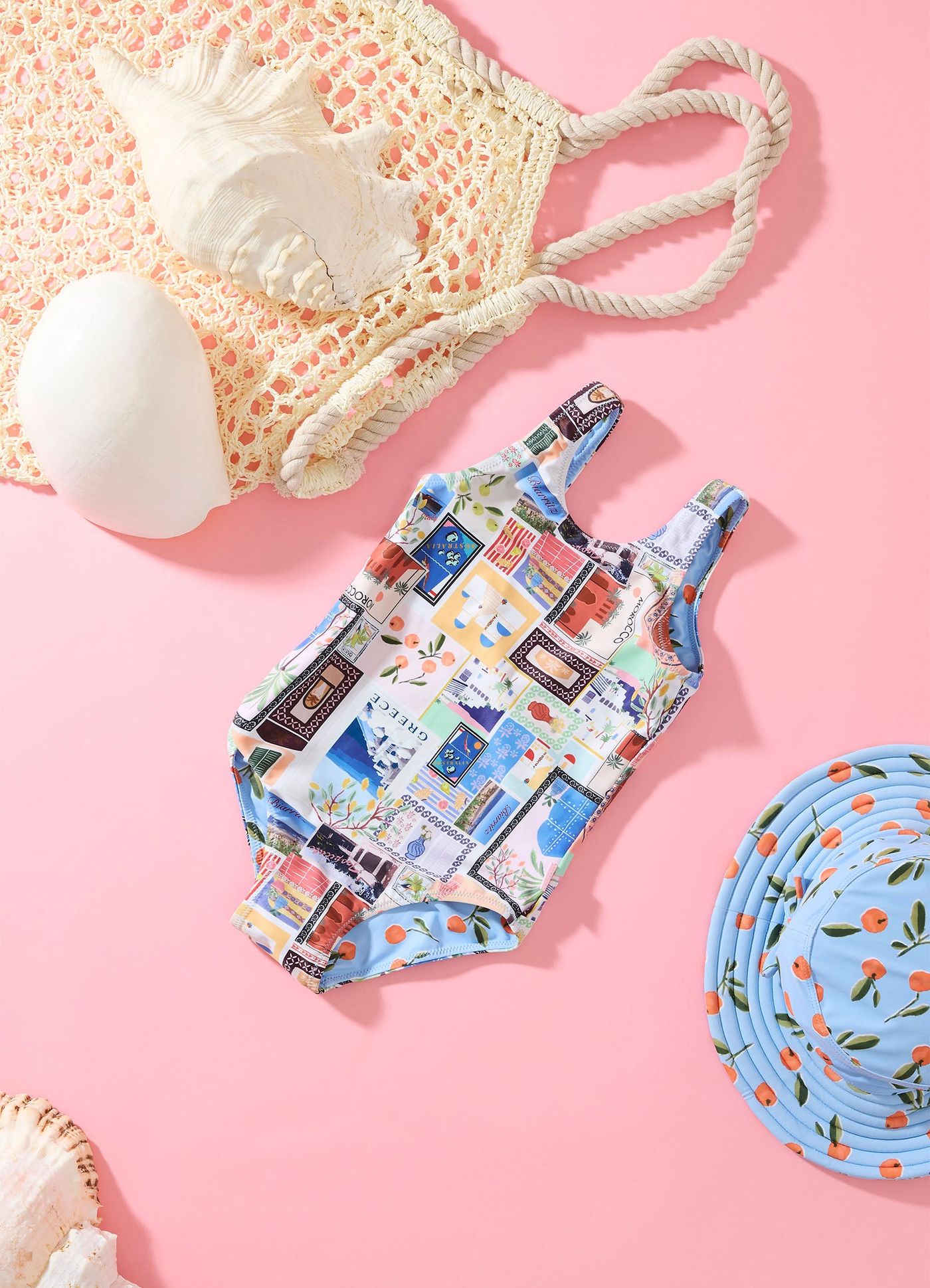 On Vacation Girls Reversible One Piece - Azure - Azure