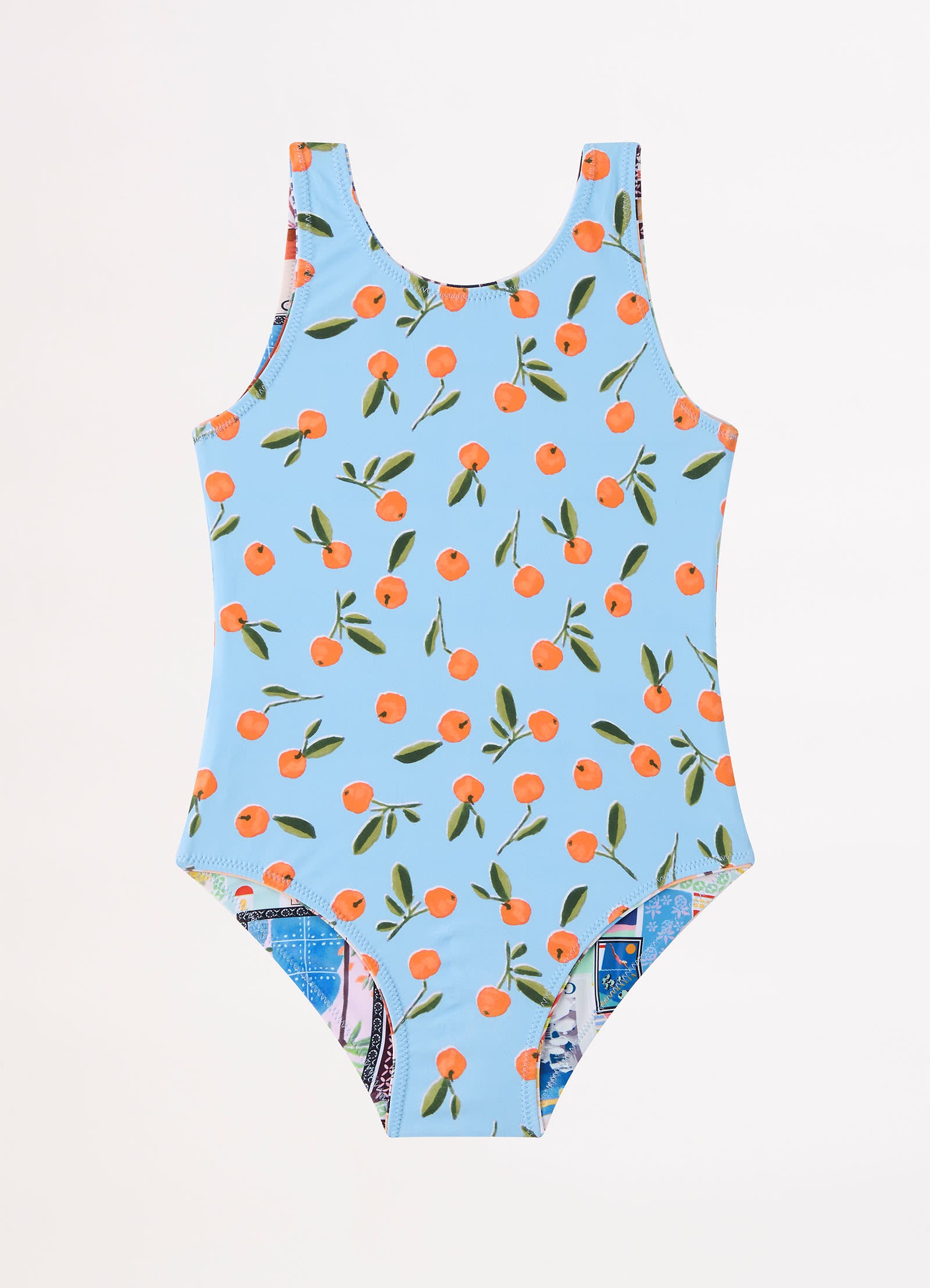 On Vacation Girls Reversible One Piece - Azure - Azure view 4