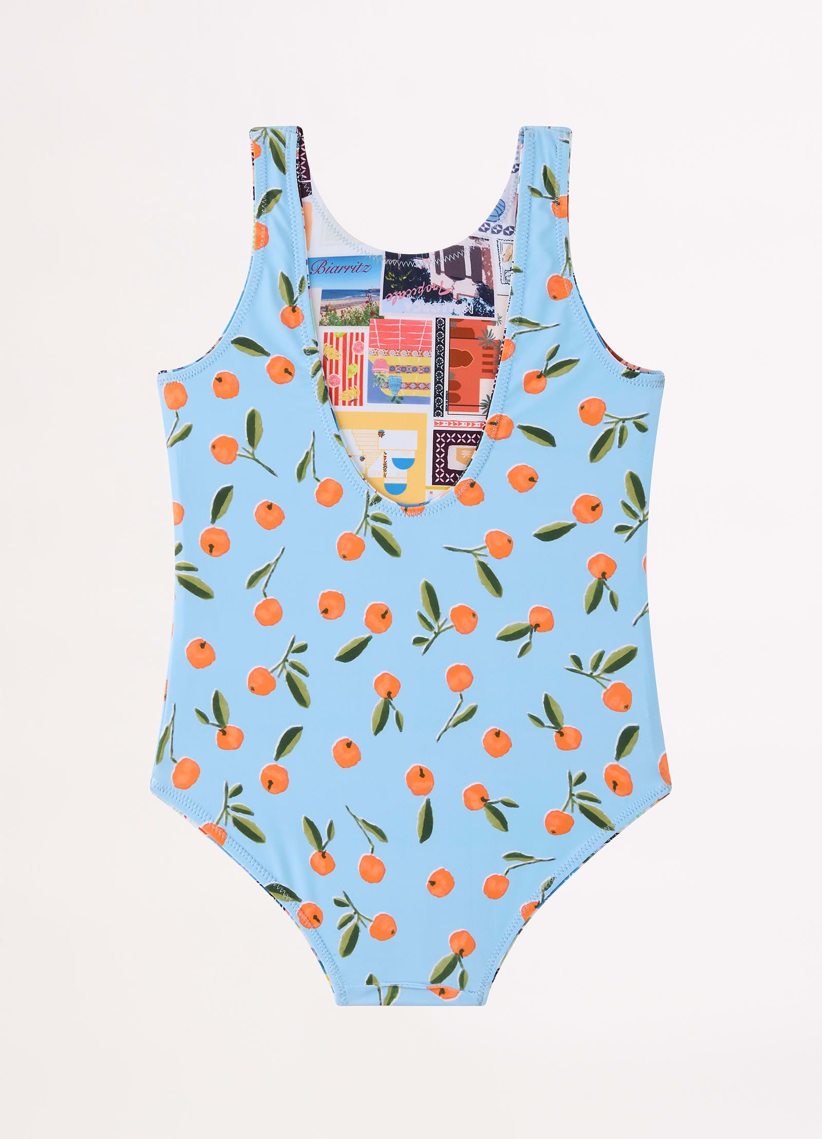 On Vacation Girls Reversible One Piece - Azure - Azure view 5