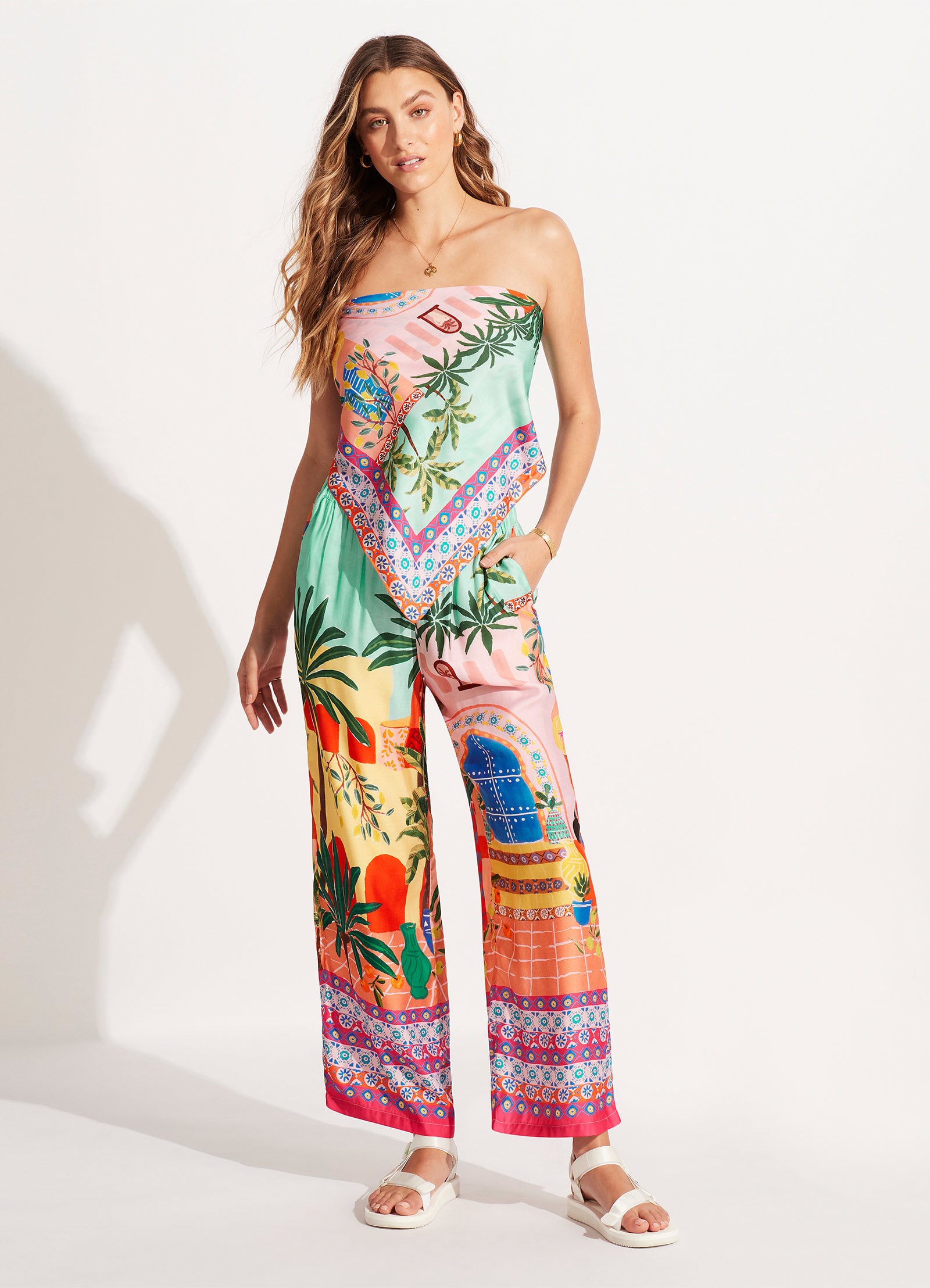 On Vacation Silk Pant - Azure - Azure