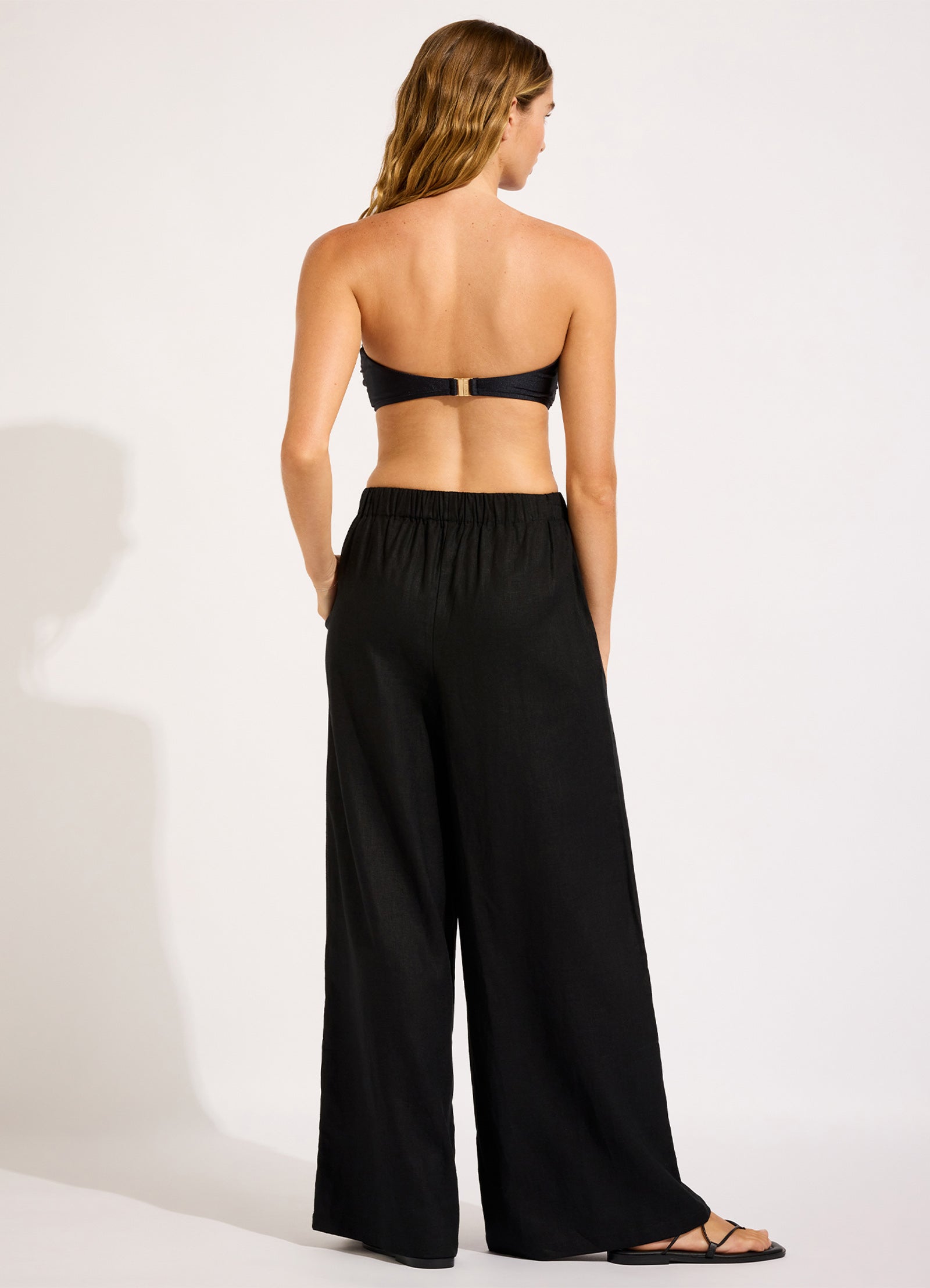 Palermo Drawcord Waist Wide Leg Pant - Black view 4