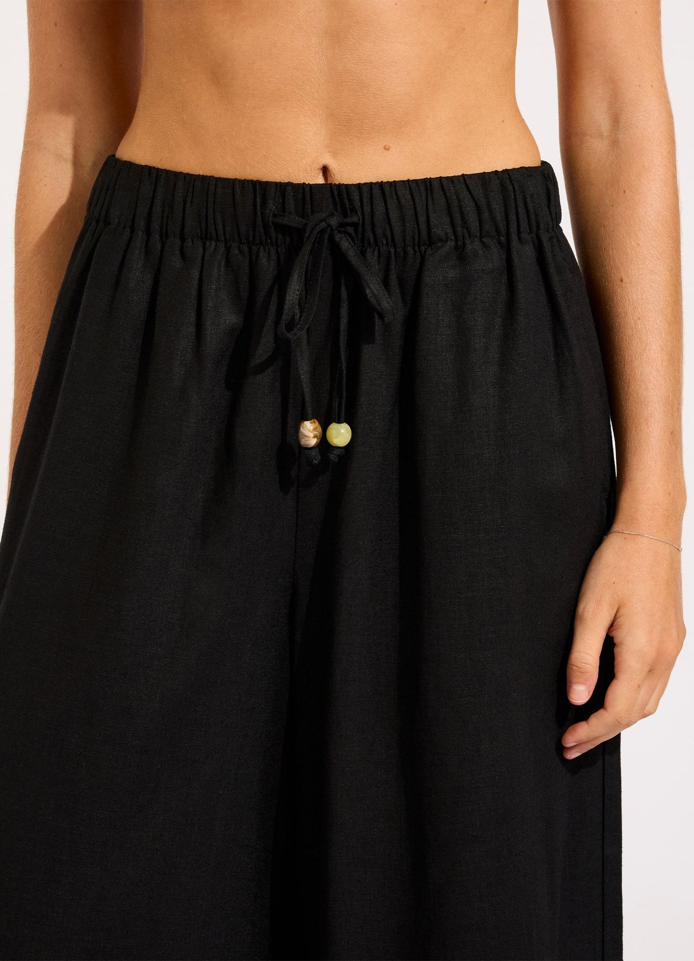 Palermo Drawcord Waist Wide Leg Pant - Black view 5