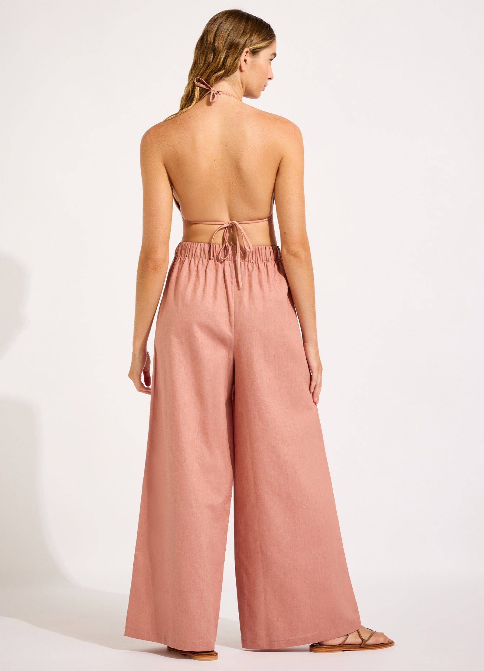 Palermo Drawcord Waist Wide Leg Pant - Mocha view 4