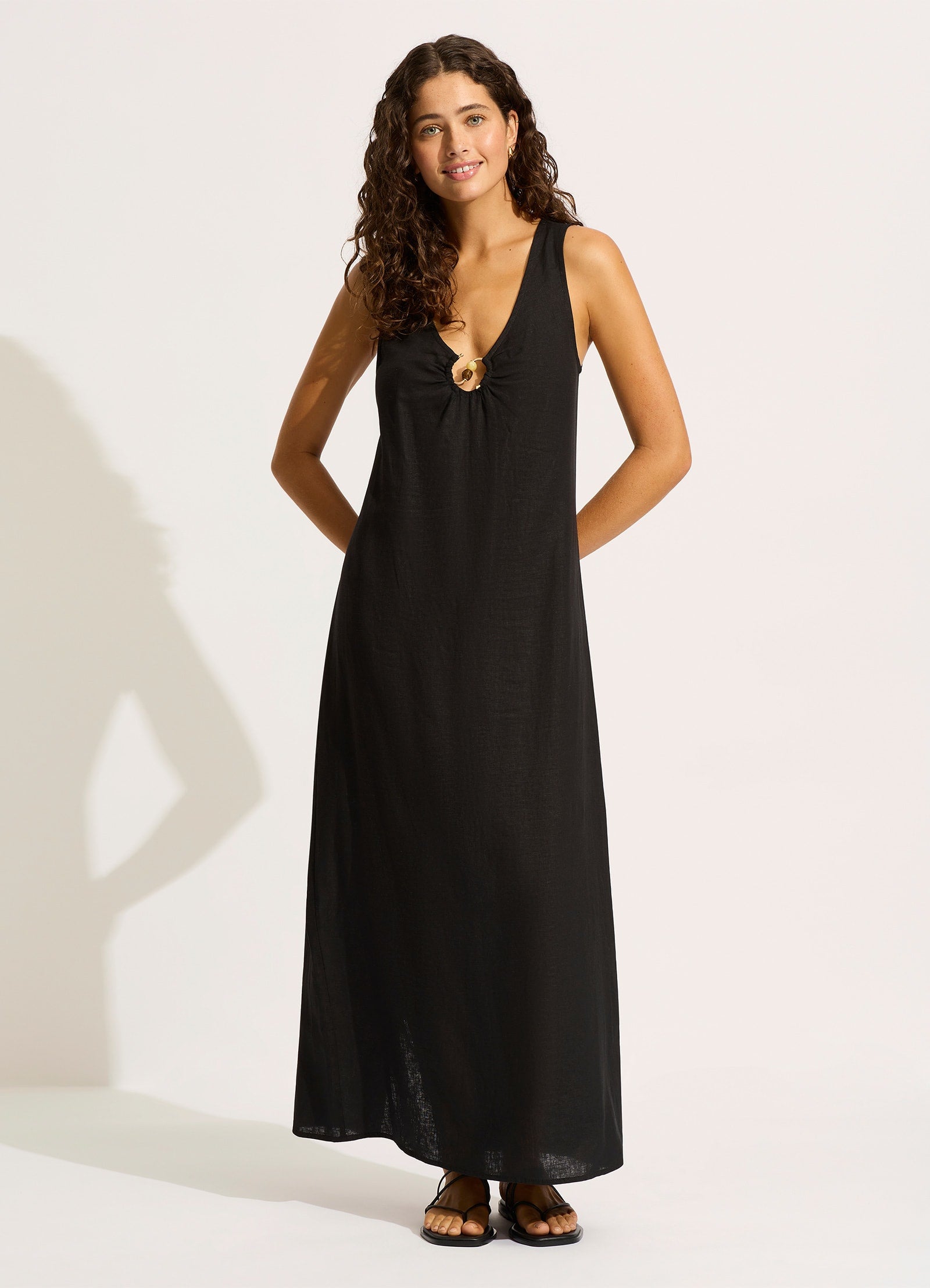 Palermo Keyhole Front Maxi Dress - Black - Black