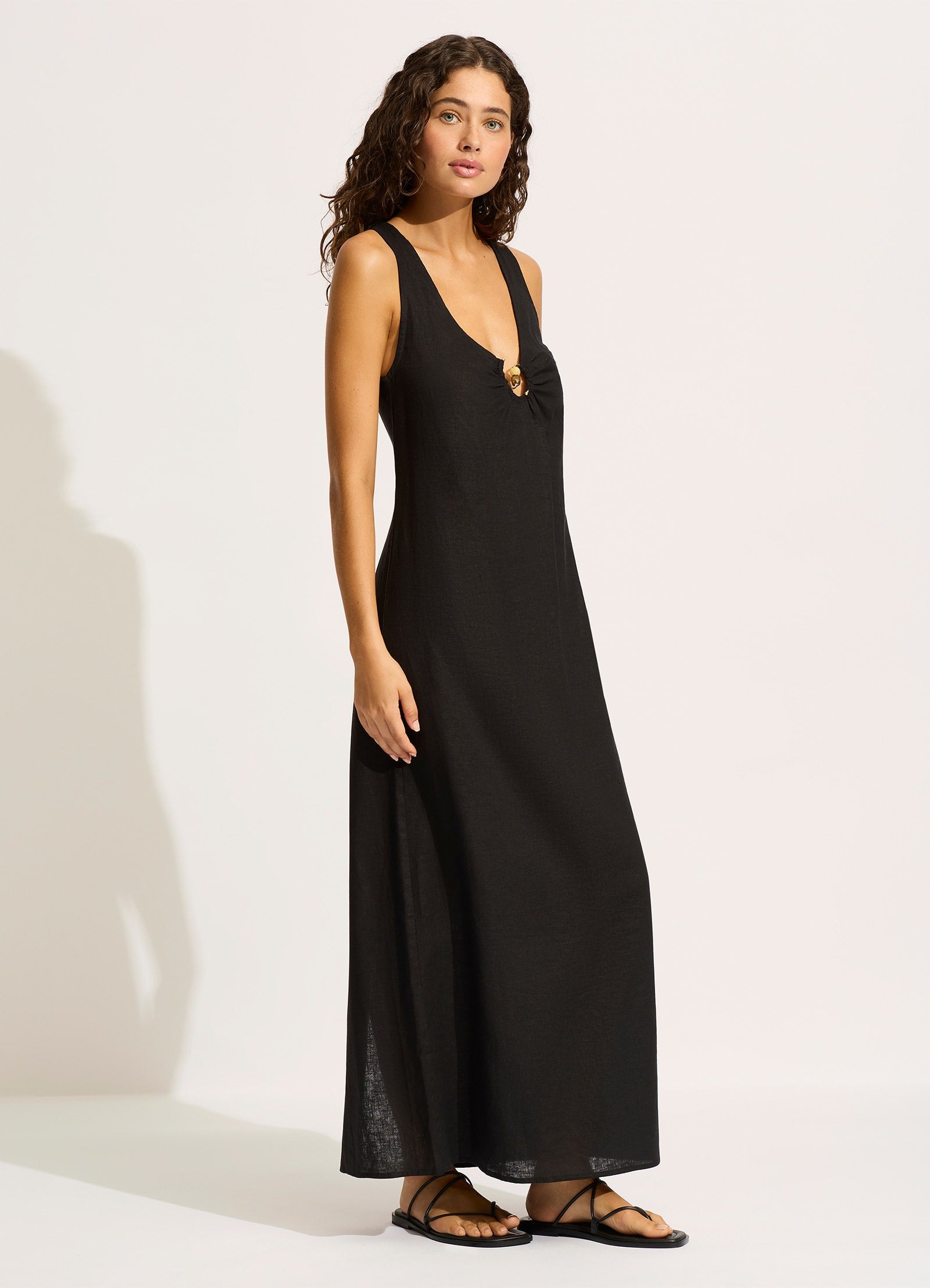 Palermo Keyhole Front Maxi Dress - Black - Black view 2