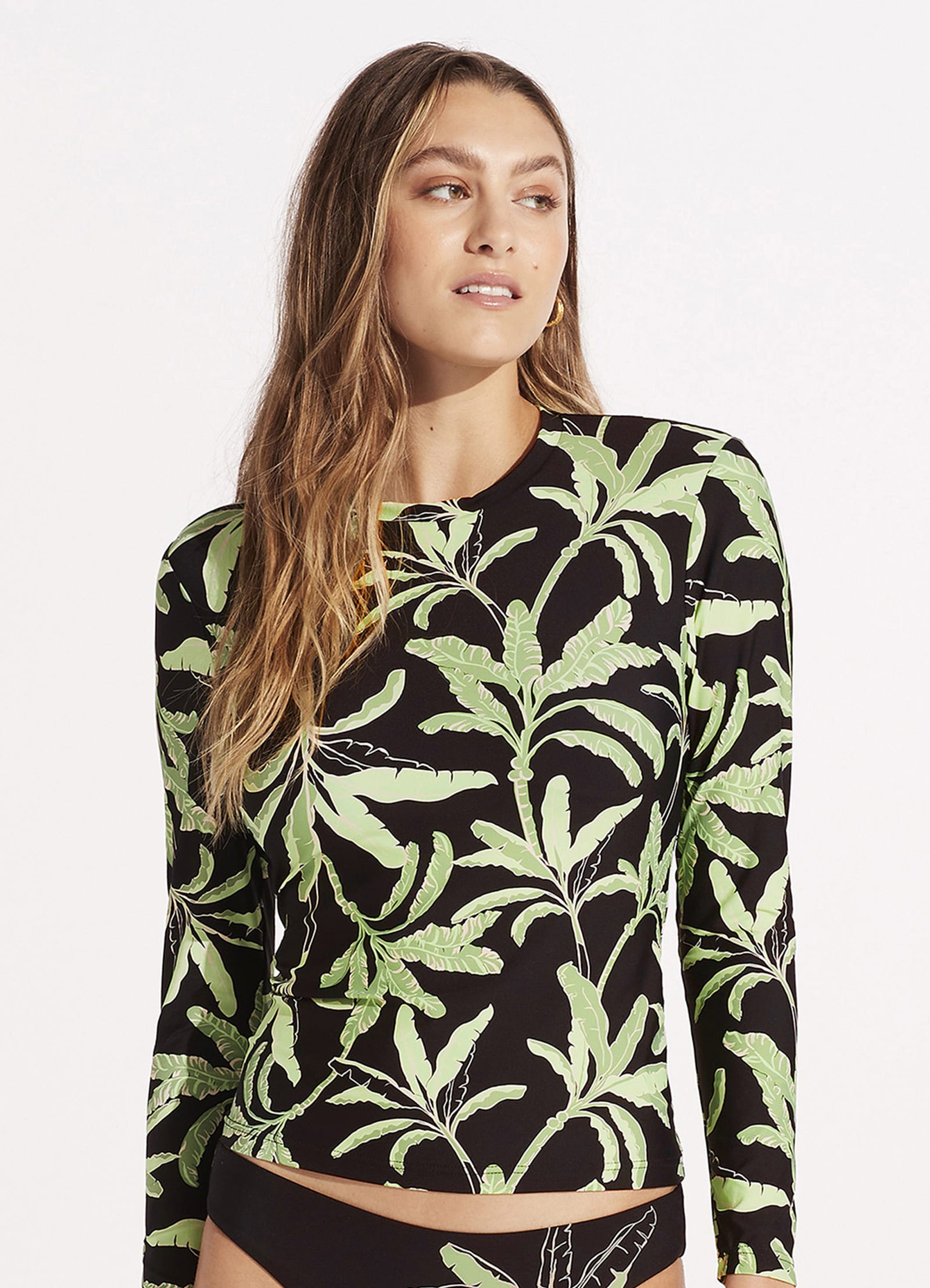 Palm Paradise Long Sleeve Sunvest - Black - Black view 2
